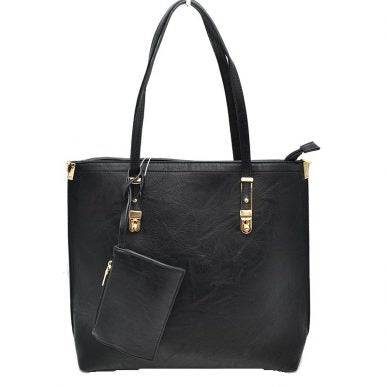 Soft Faux Leather Tote Handbag With Wallet - Tote Bag