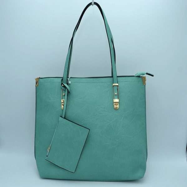 Soft Faux Leather Tote Handbag With Wallet - Tote Bag
