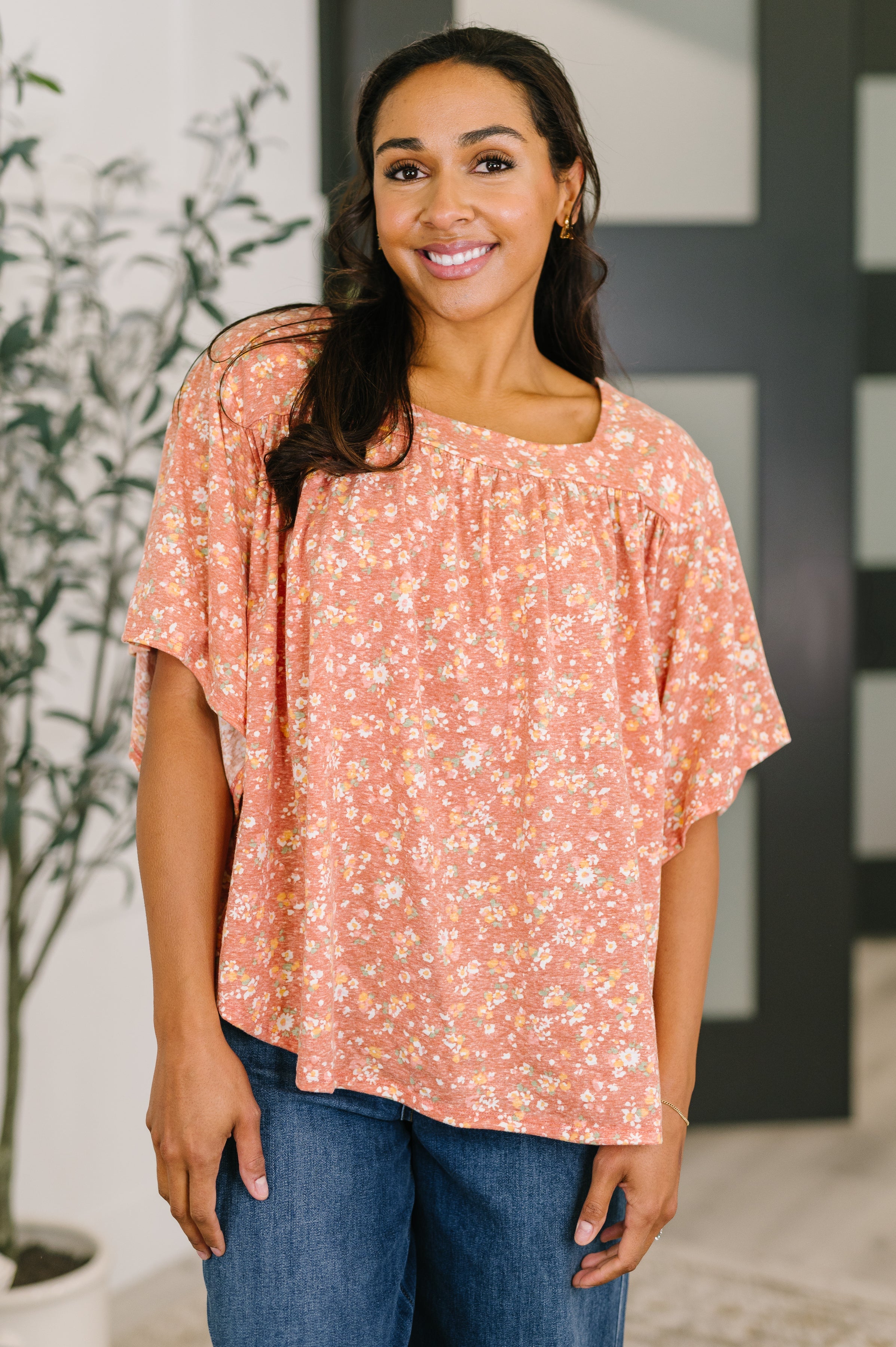 Spring Breeze Square Beck Top in Dusty Rose - Charming Charlie