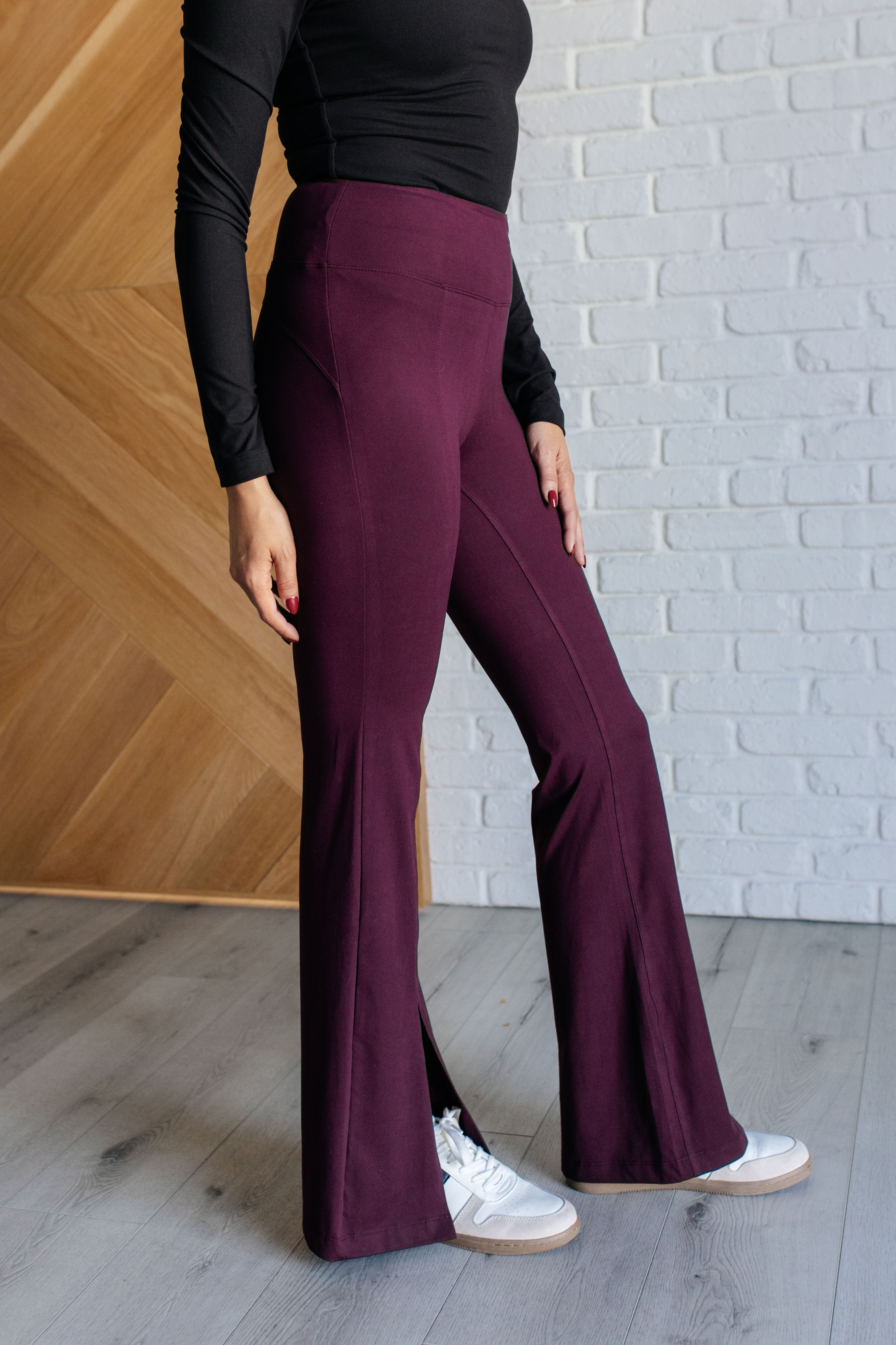 Stamina Stride Flare Leggings in Cassis - Charming Charlie