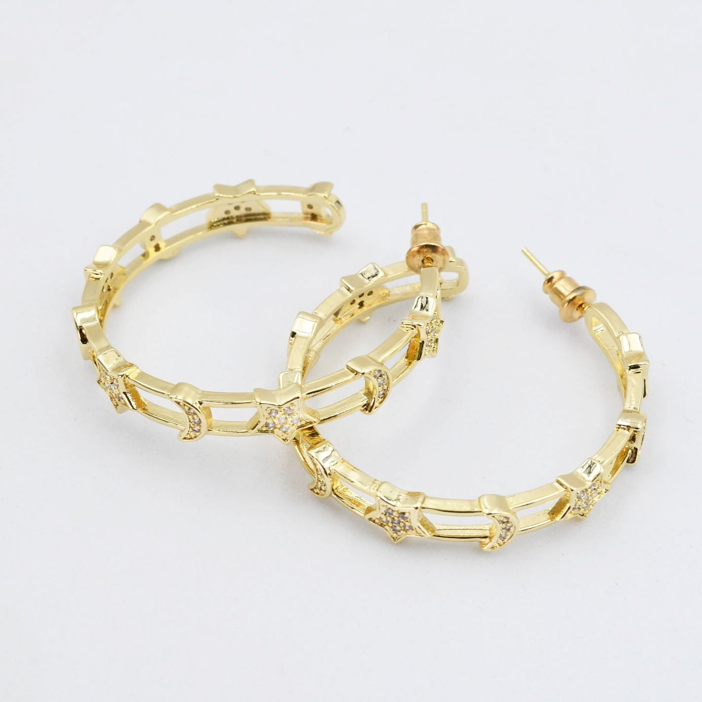 Star Moon Gold Hoop - Charming Charlie