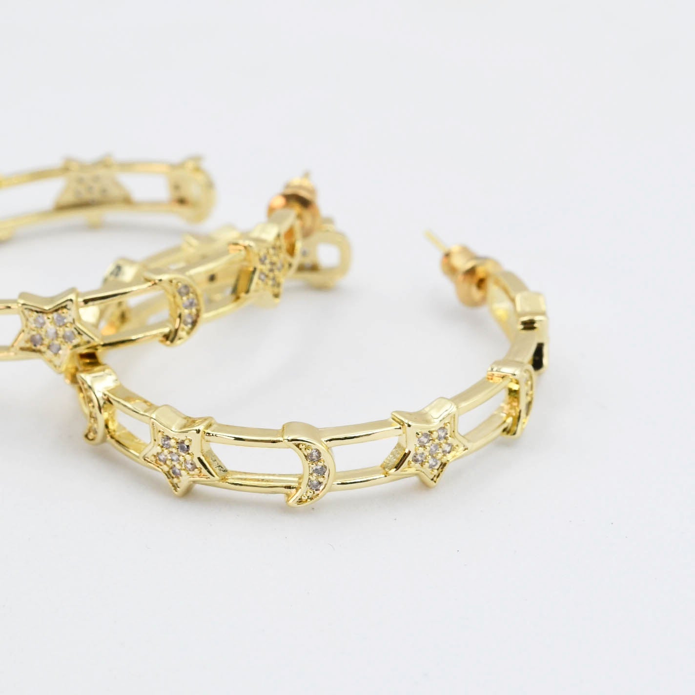 Star Moon Gold Hoop - Charming Charlie