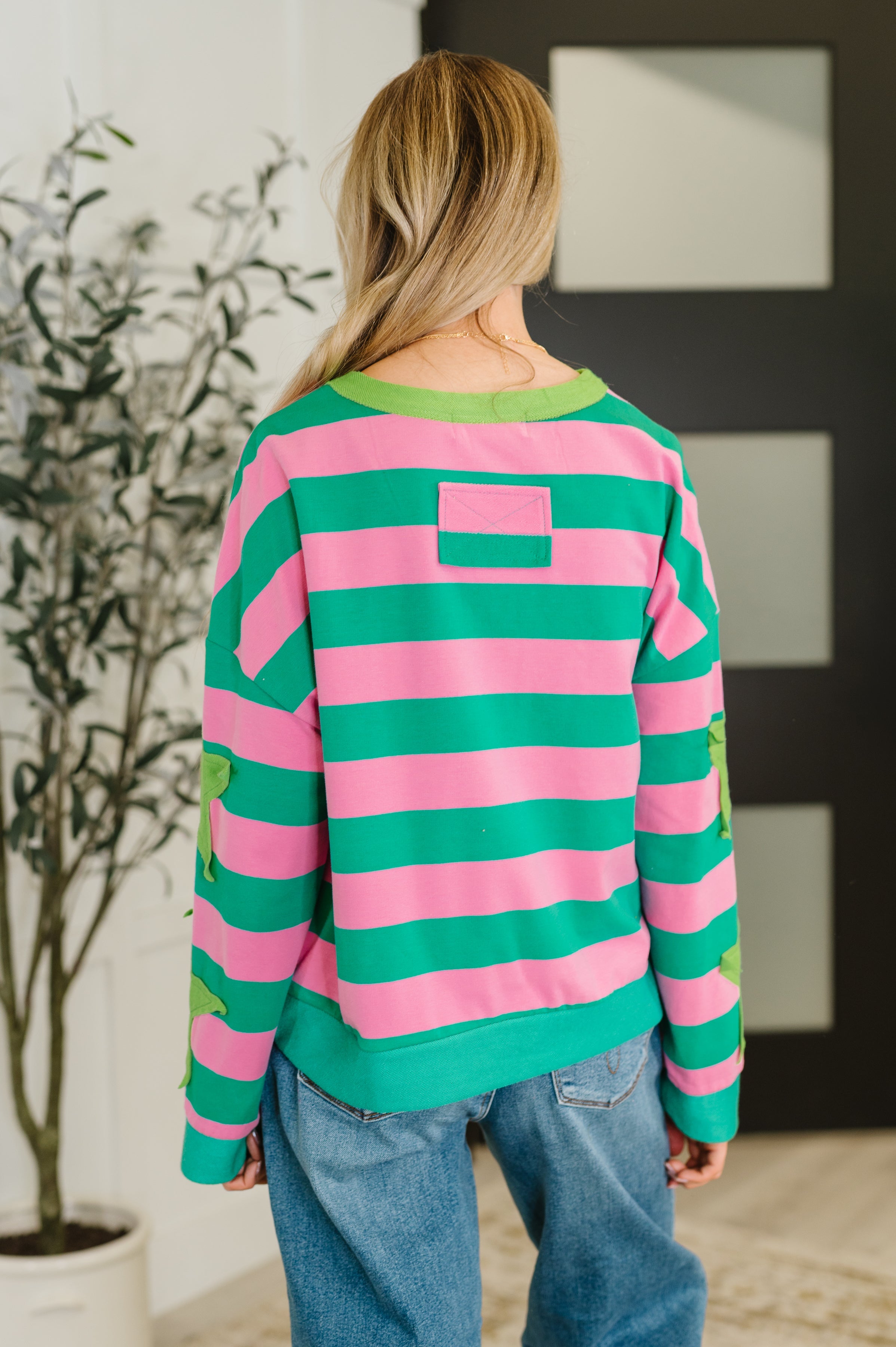 Stars On Stripes Patchwork Striped Sweatshirt - Charming Charlie