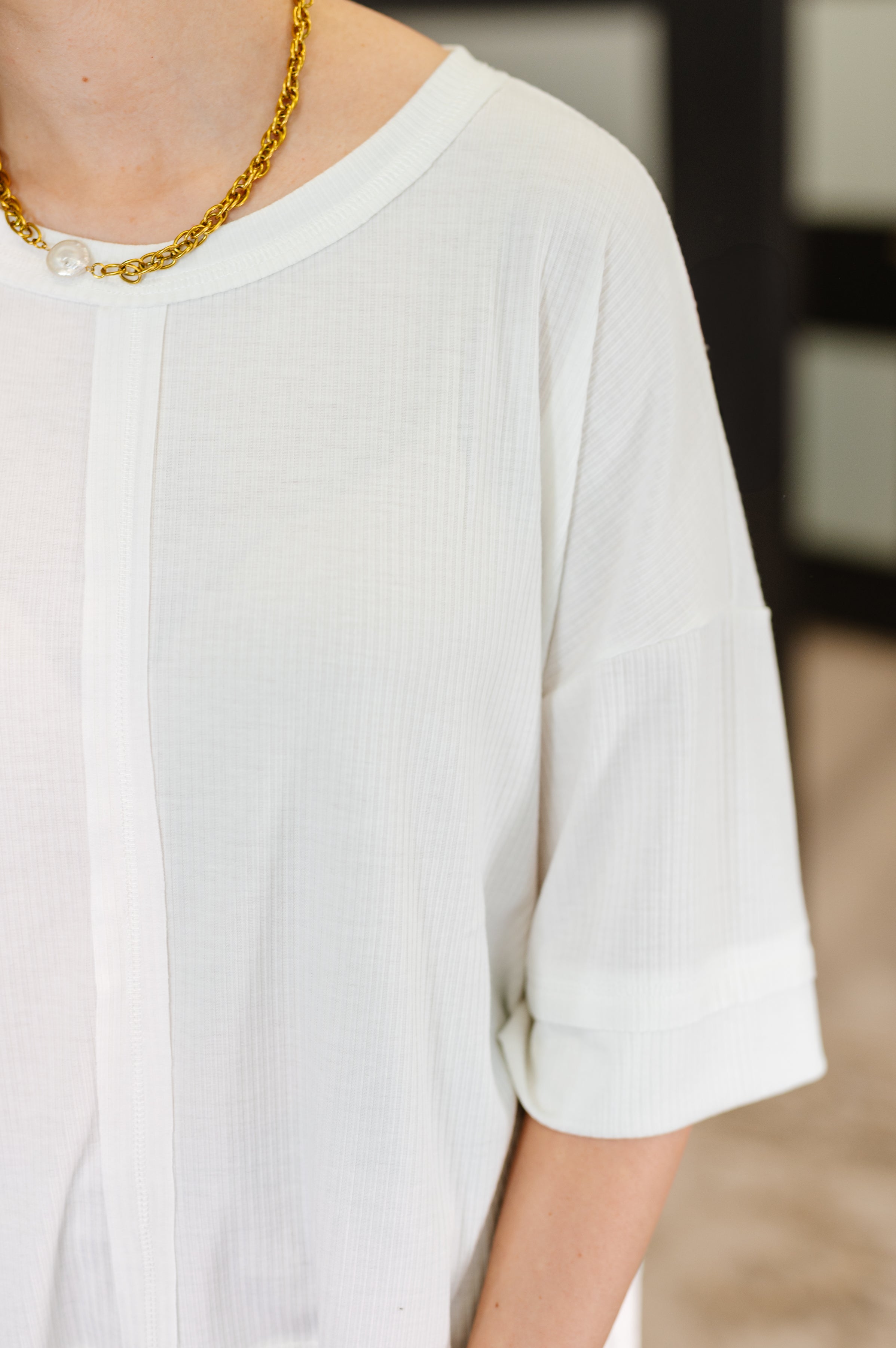 Stay On Top Relaxed Tee in Off White - Charming Charlie