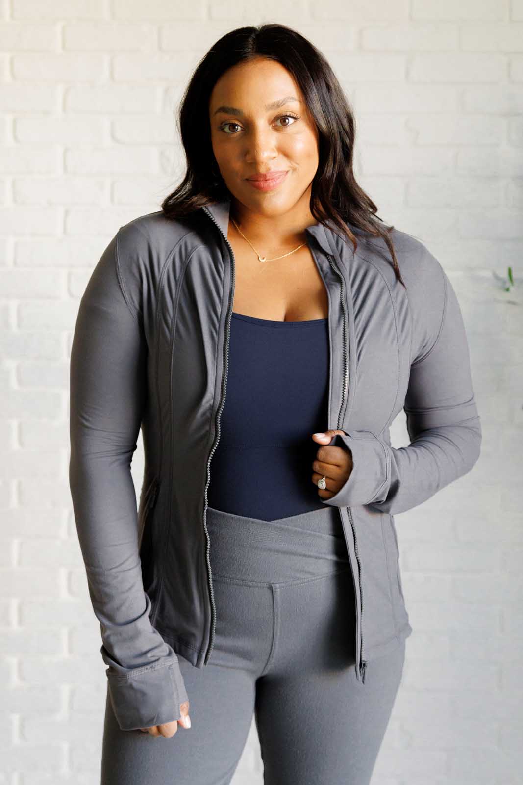 Staying Swift Activewear Jacket in Titanium - Charming Charlie