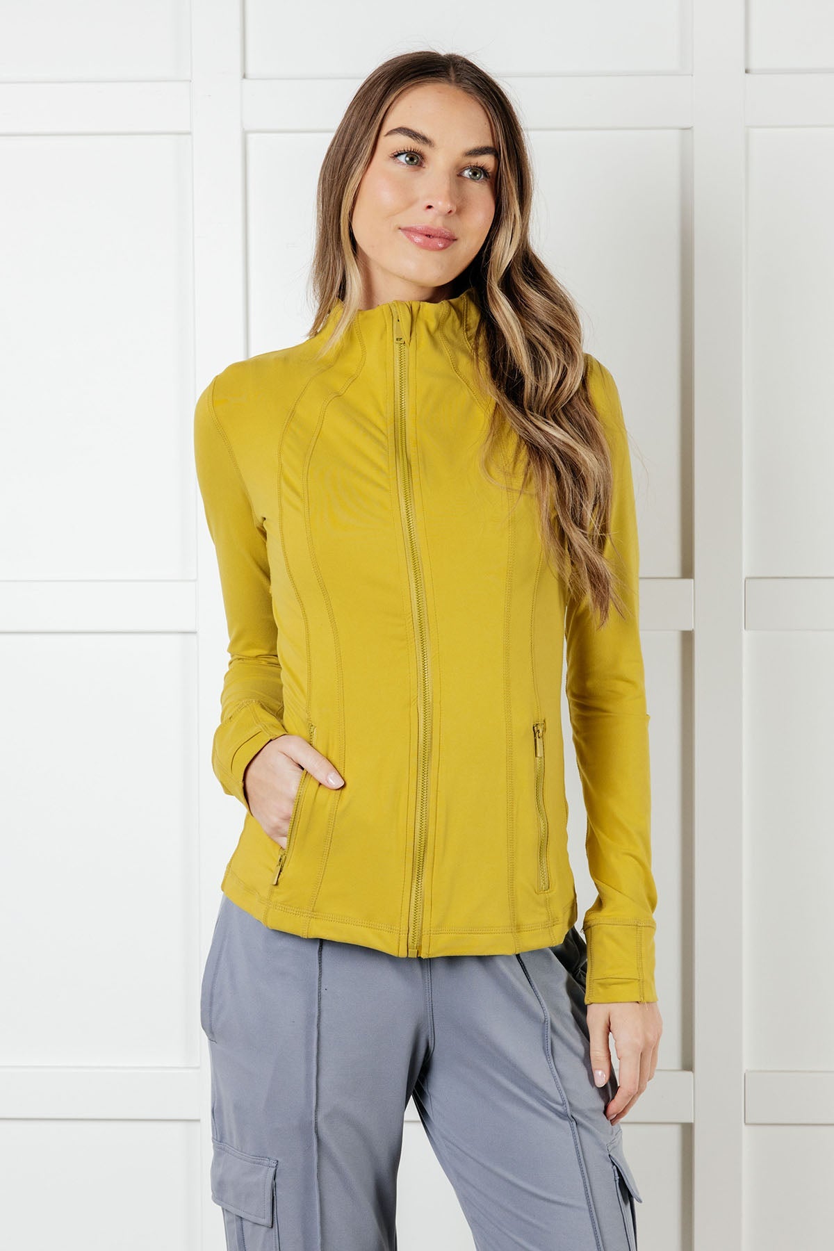 Staying Swift Activewear Jacket in Yellow Pear - Charming Charlie