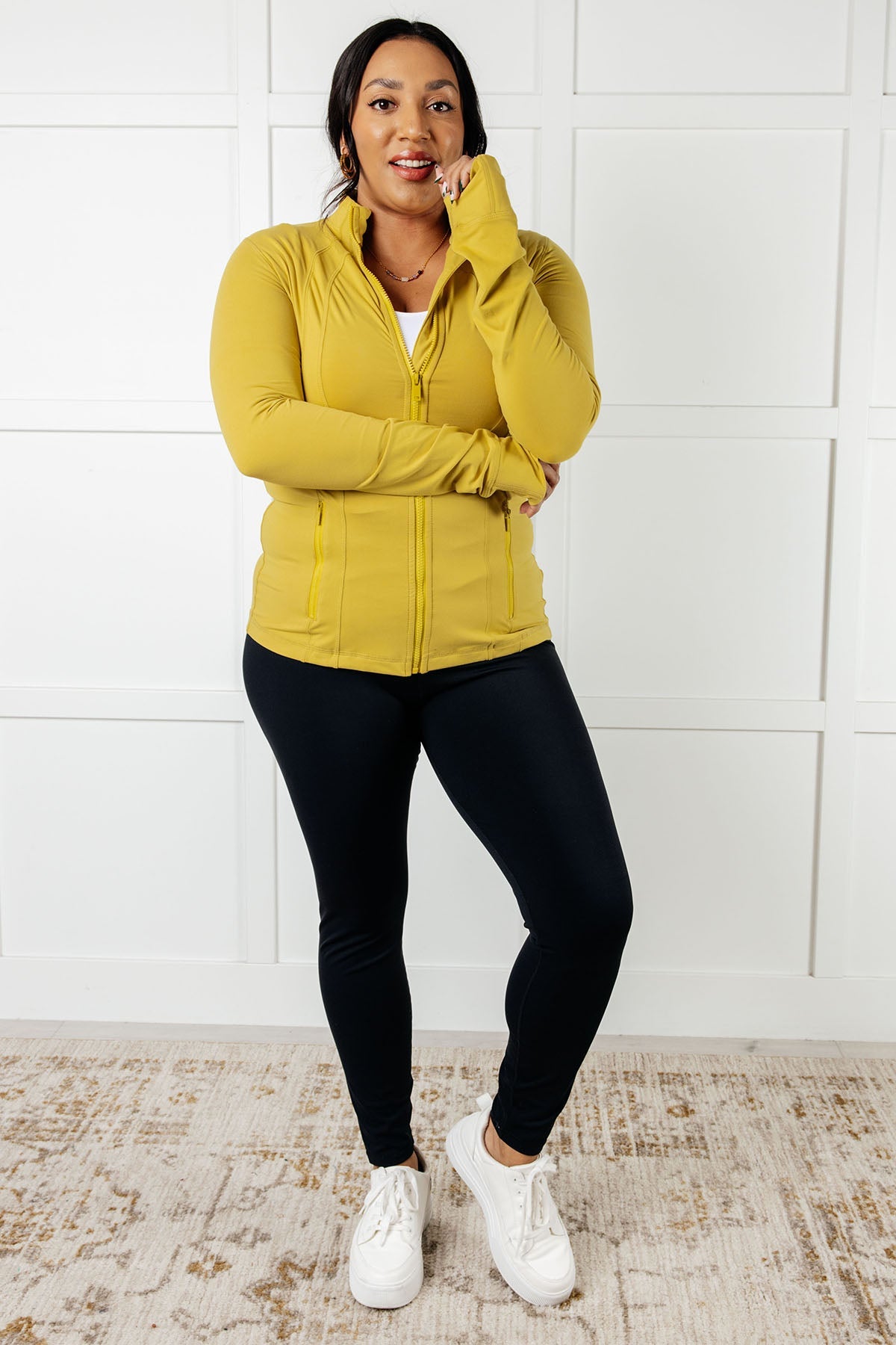 Staying Swift Activewear Jacket in Yellow Pear - Charming Charlie