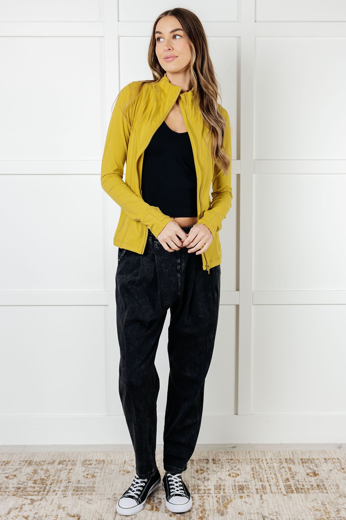 Staying Swift Activewear Jacket in Yellow Pear - Charming Charlie
