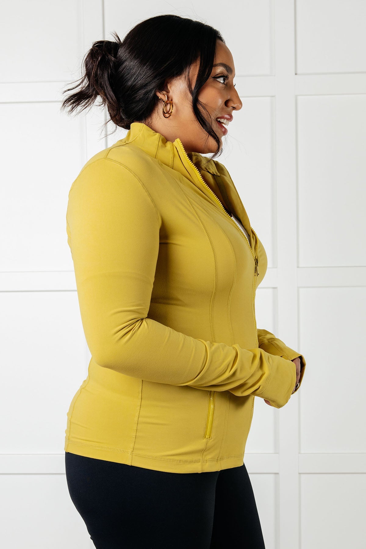 Staying Swift Activewear Jacket in Yellow Pear - Charming Charlie