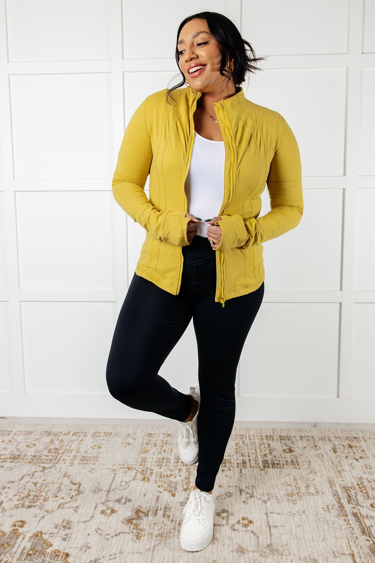 Staying Swift Activewear Jacket in Yellow Pear - Charming Charlie