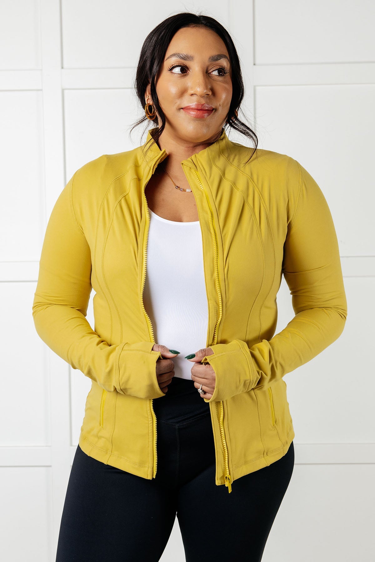 Staying Swift Activewear Jacket in Yellow Pear - Charming Charlie