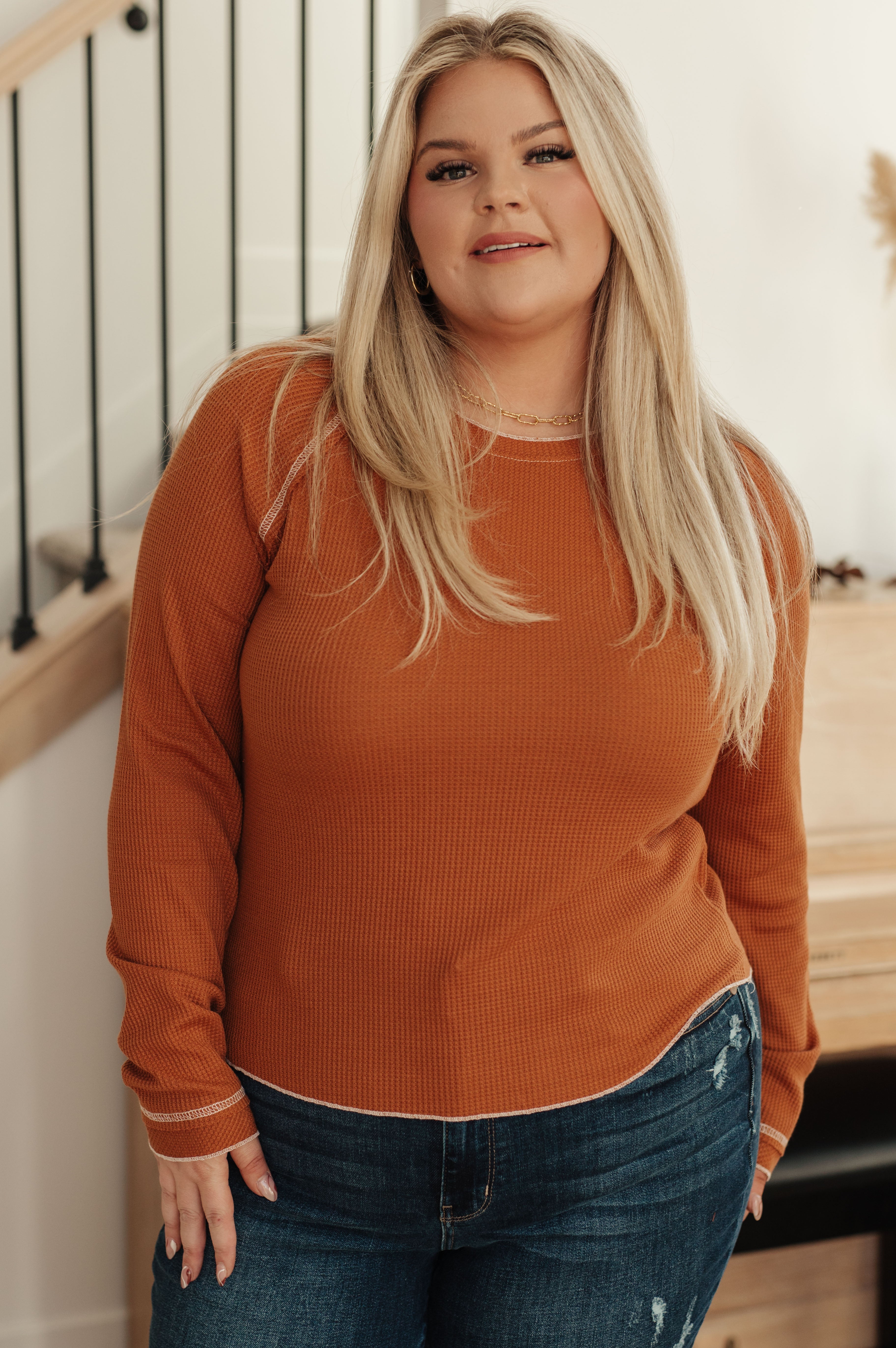Stitch In Time Waffle Knit Top - Charming Charlie
