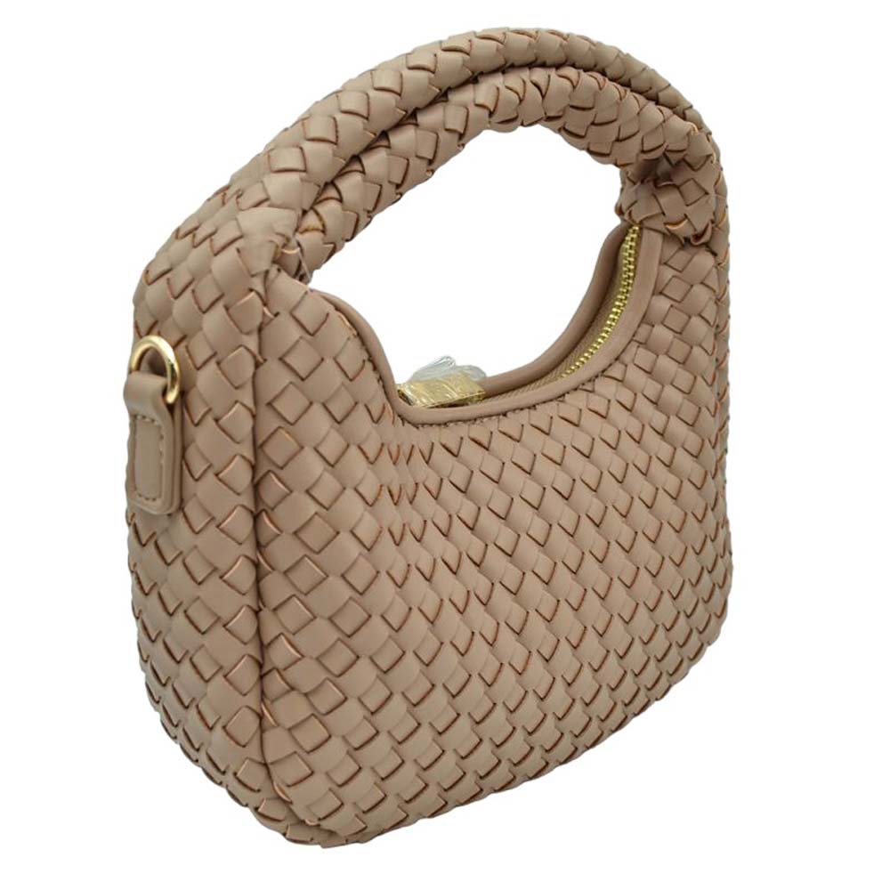 Stone Faux Leather Woven Patterned Top Handle Tote Shoulder Bag, is a comfortable way to carry all your daily necessities. Featuring top handles, it's perfect for carrying over the shoulder, and its design ensures that it stands out from other handbags. This tote bag is a practical and fashionable choice for the summer.