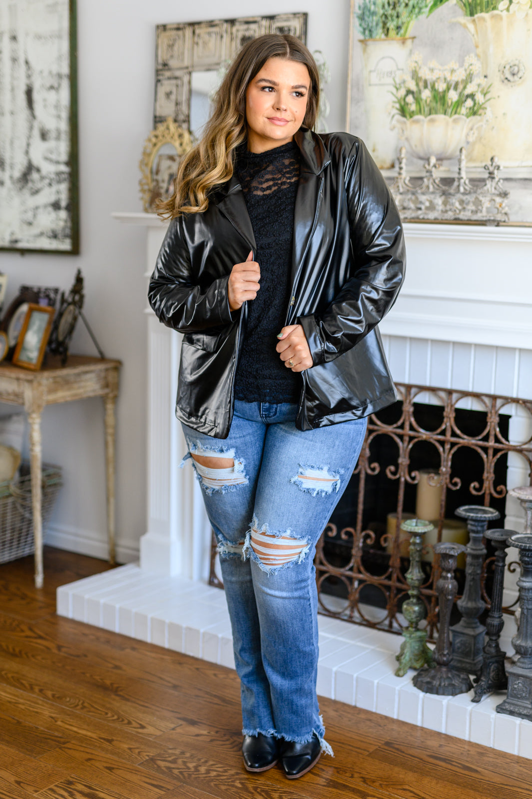 Streets of Dublin Faux Leather Blazer - Charming Charlie