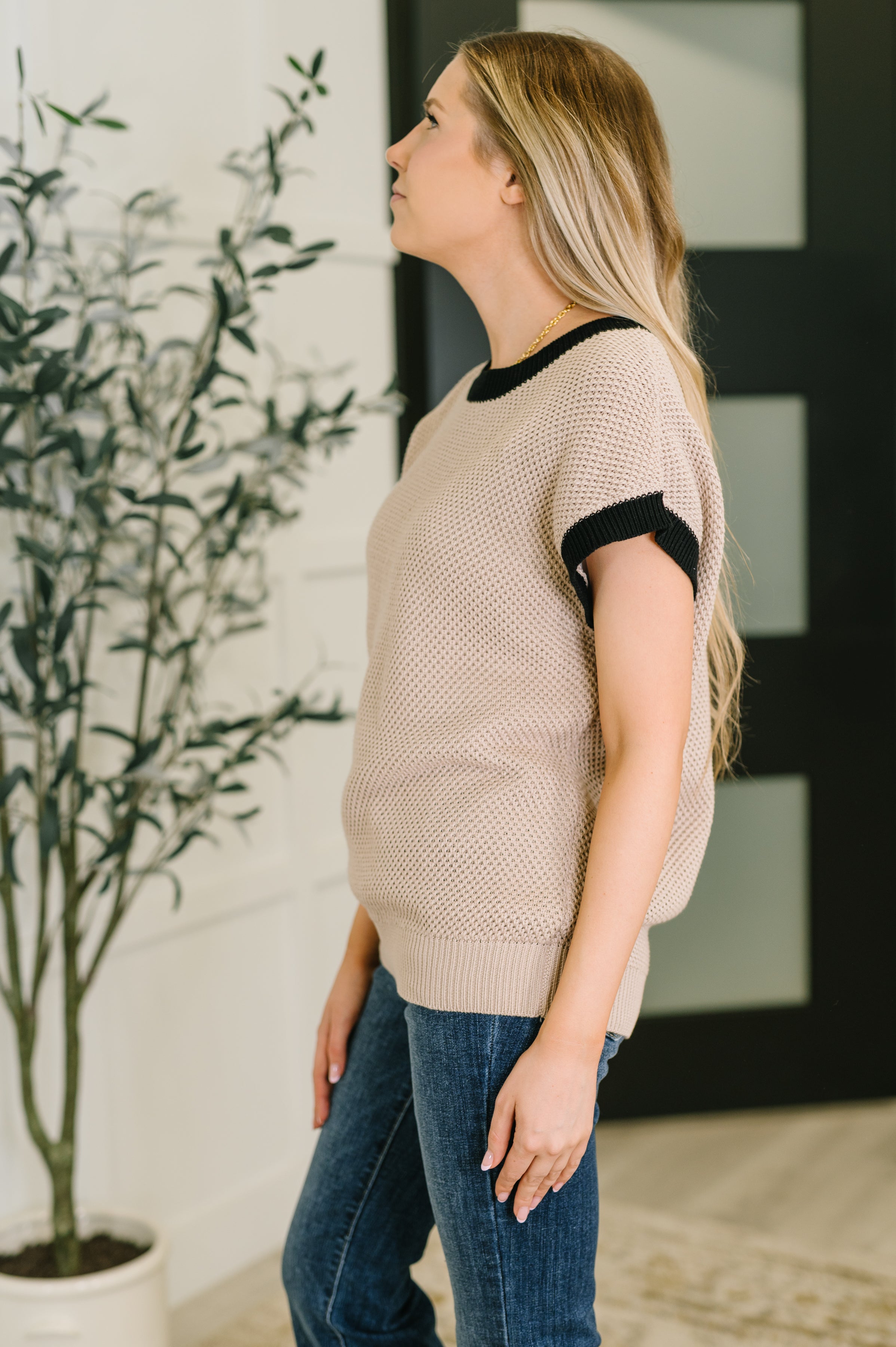 Sure Seems Sweet Contrast Trim Sleeveless Sweater - Charming Charlie