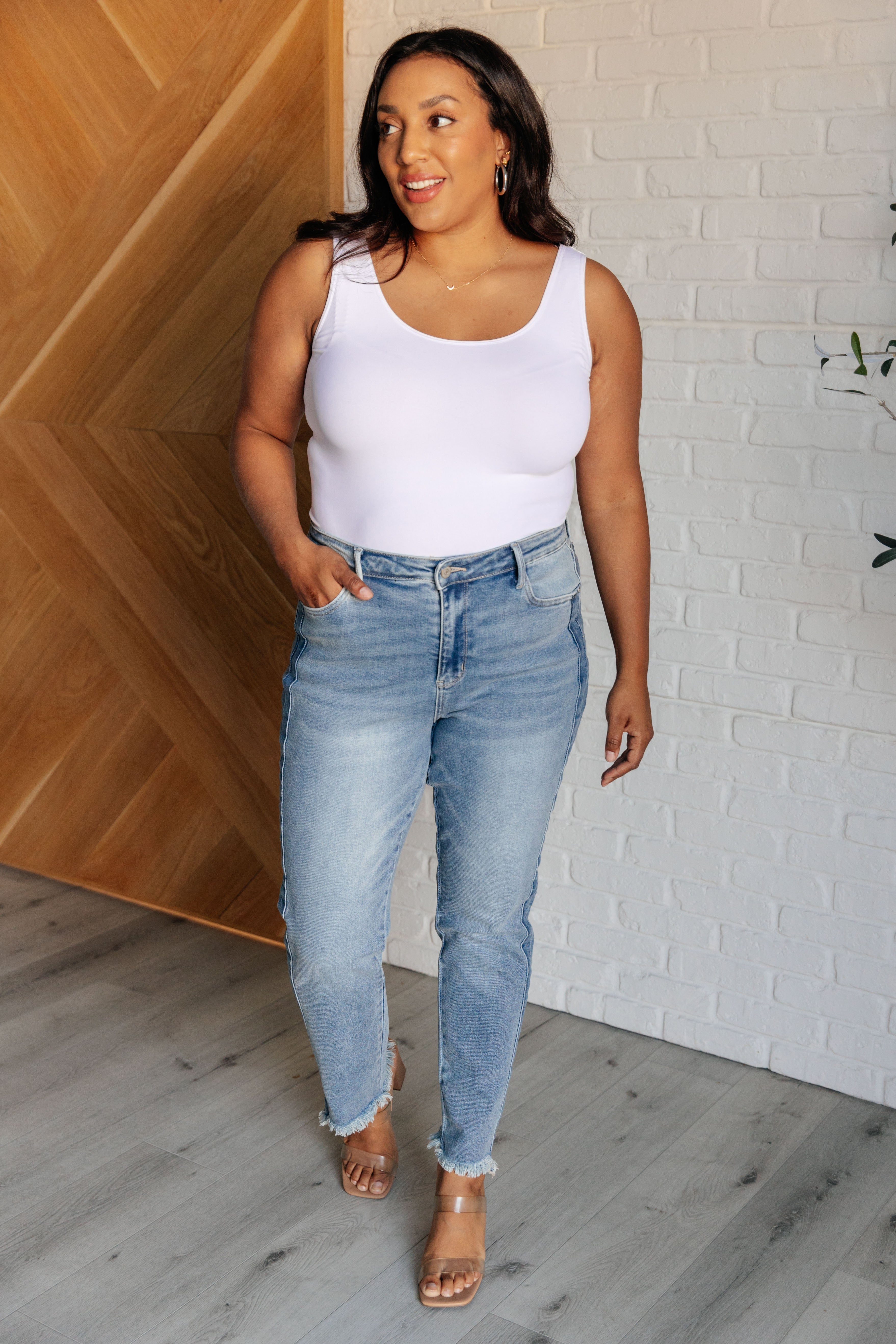 Susan High Rise Side Panel Detail Slim Jeans - Charming Charlie