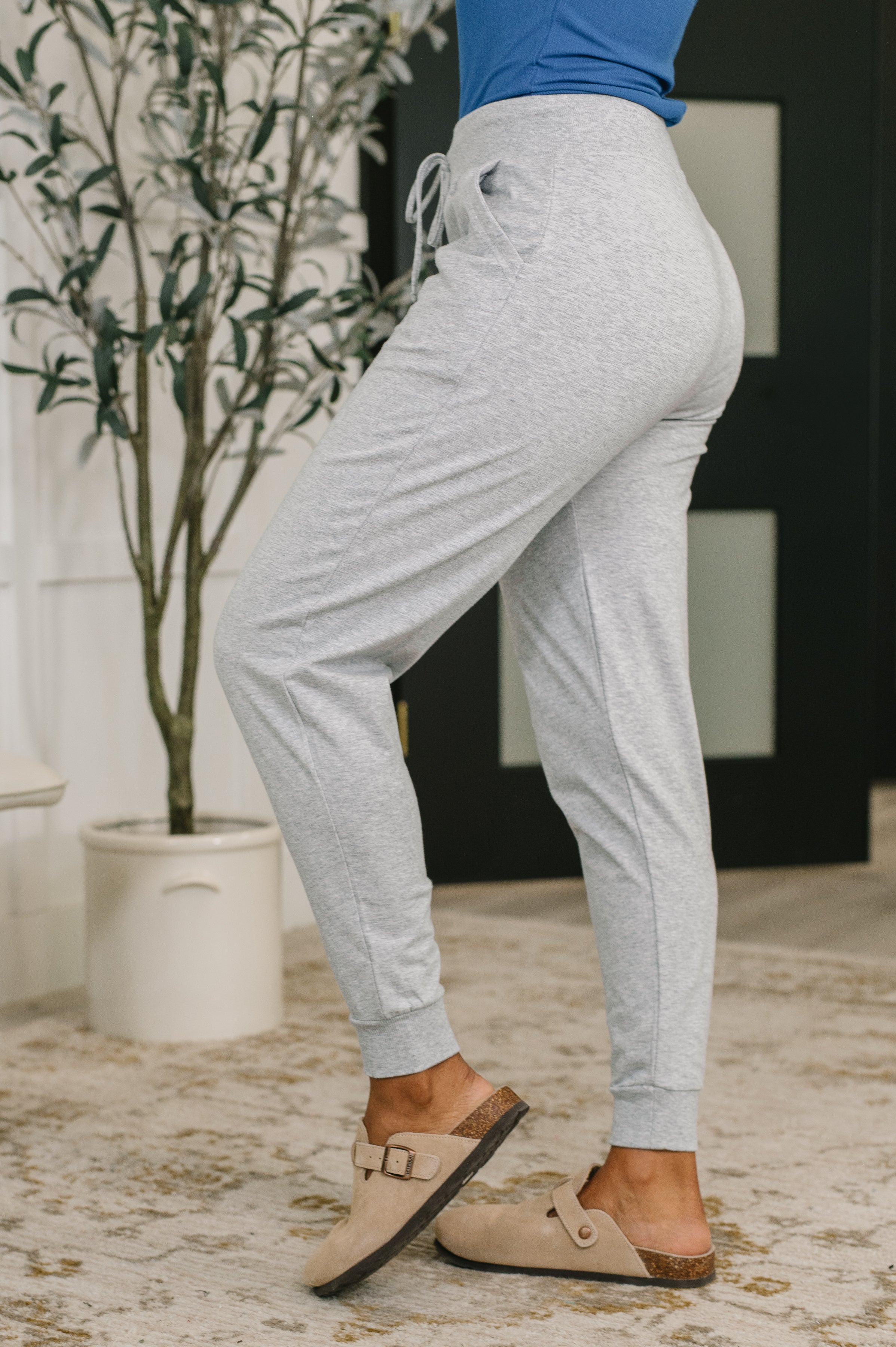 Sweat It High Waisted Joggers in Heather Grey - Charming Charlie