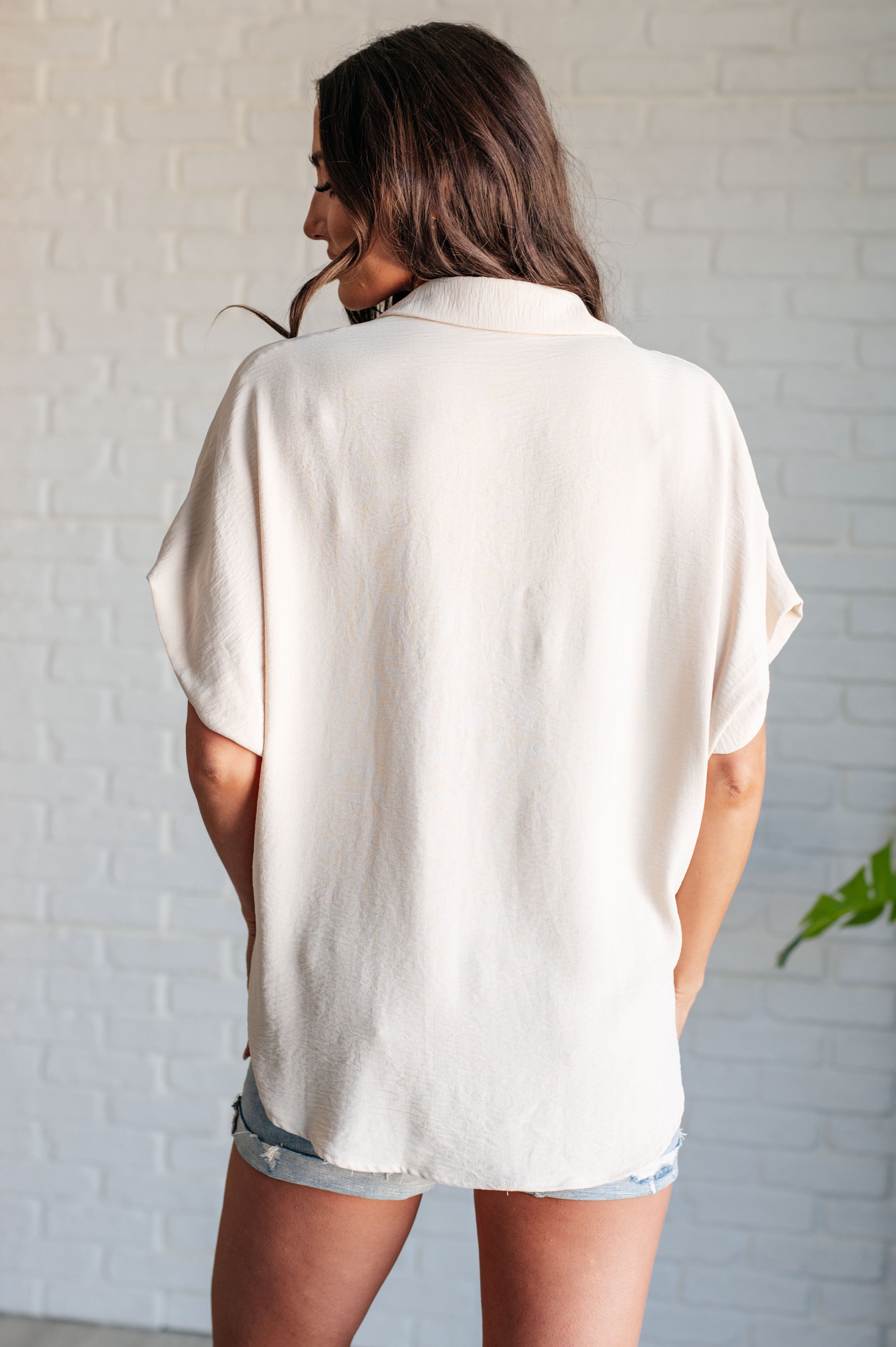 Sweet Simplicity Button Down Blouse in Oatmeal - Charming Charlie