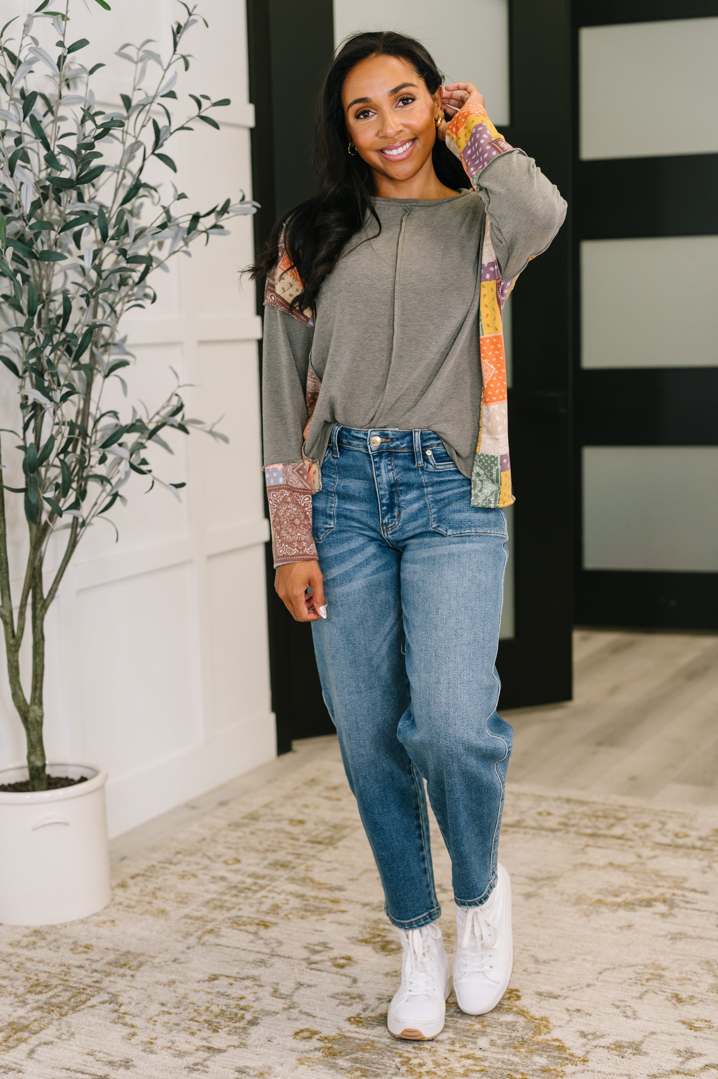 Sweet as Pie Color Block Relaxed Long Sleeve - Charming Charlie