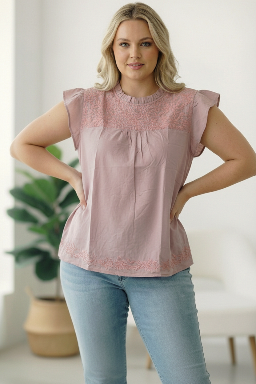 My Dusty Rose Darling Embroidered Blouse - Charming Charlie
