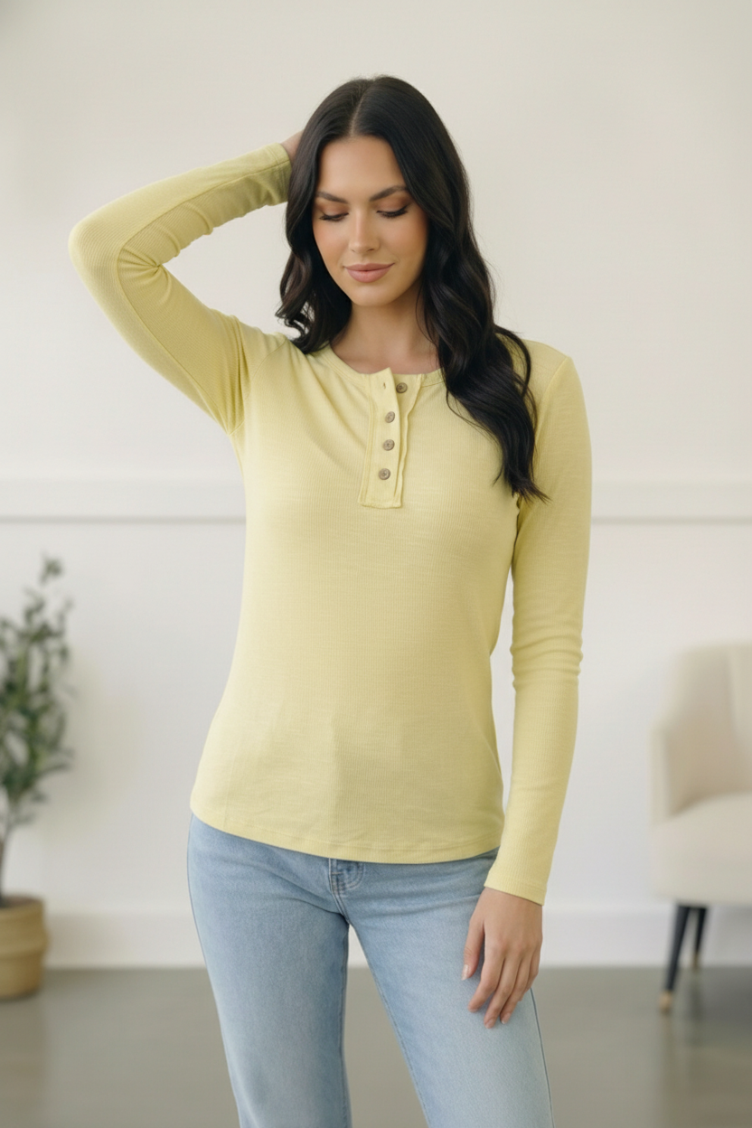 Lemon Gum Drop Lounge Henley - Charming Charlie