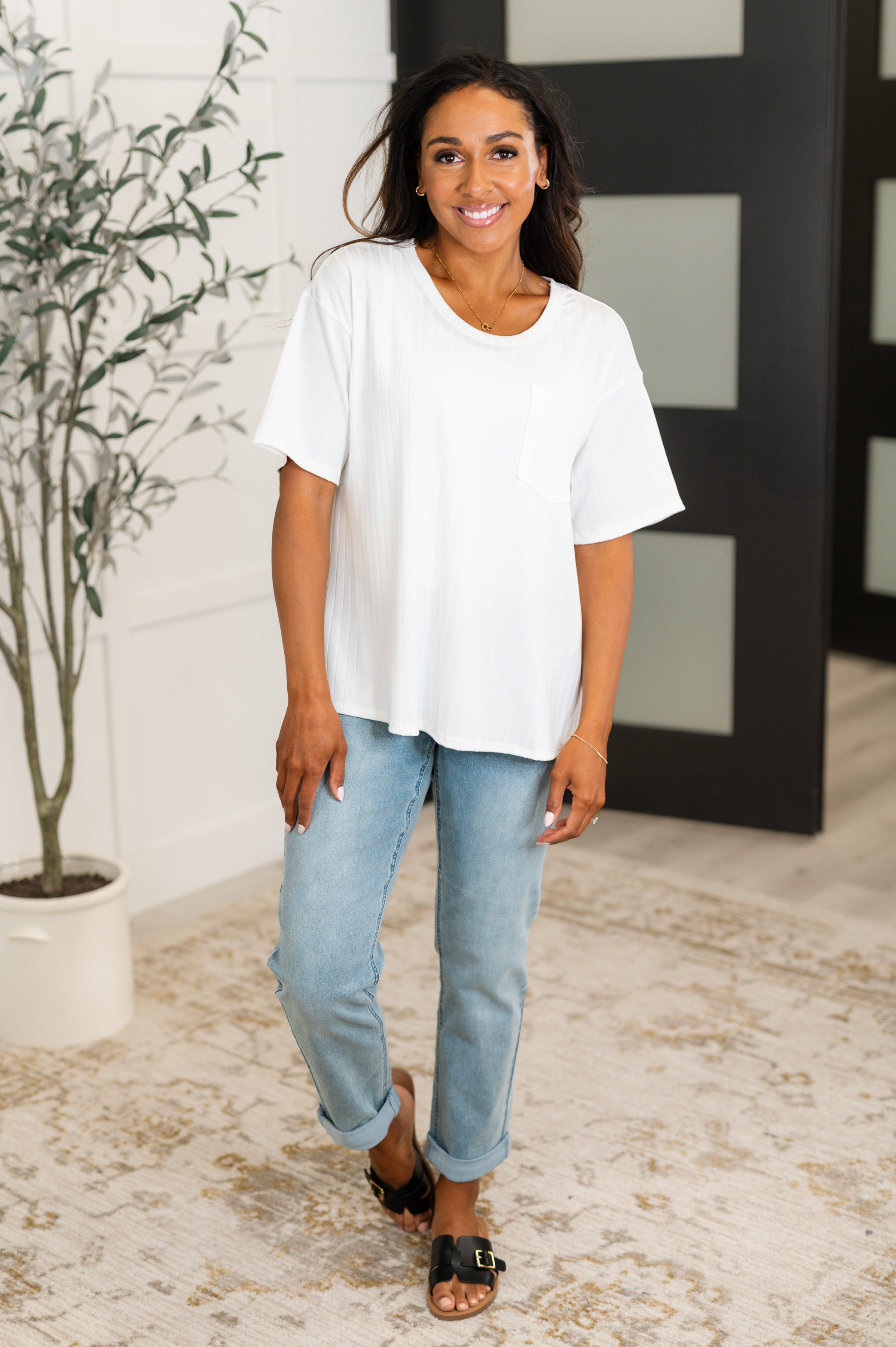 Take It Easy Slouchy Tee in Ivory - Charming Charlie