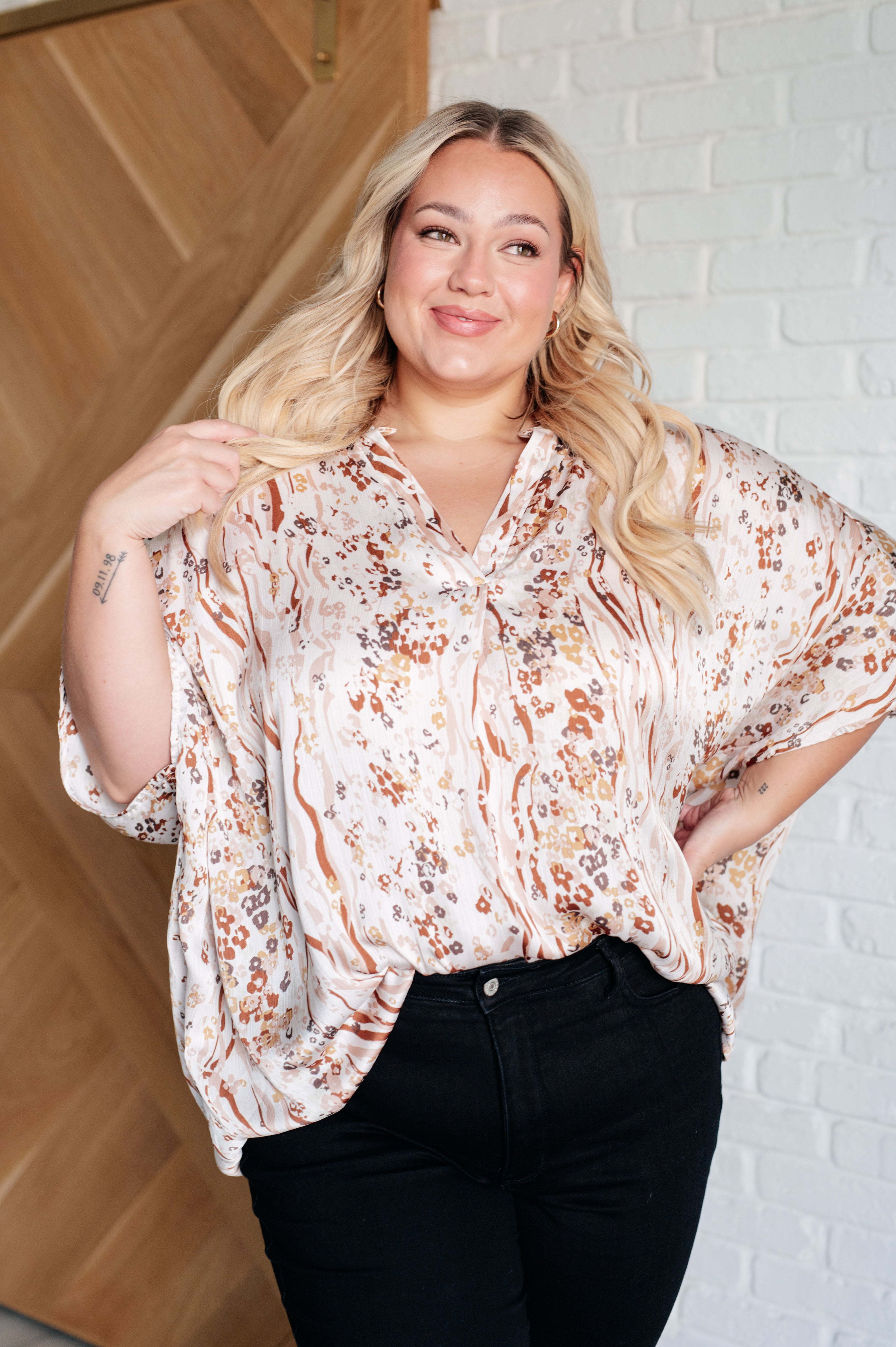 Take a Chance Mixed Print Top - Charming Charlie