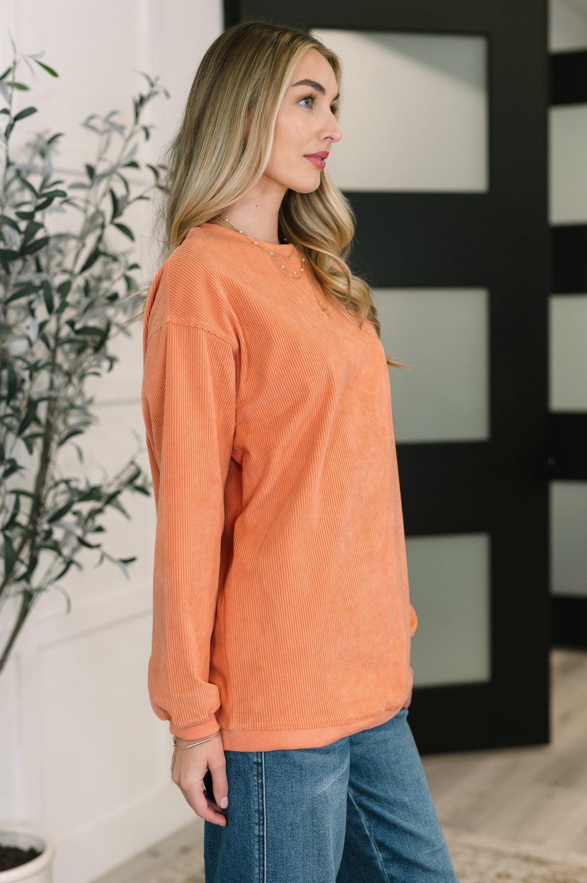 Taking A Drive Oversized Corded Sweatshirt - Charming Charlie