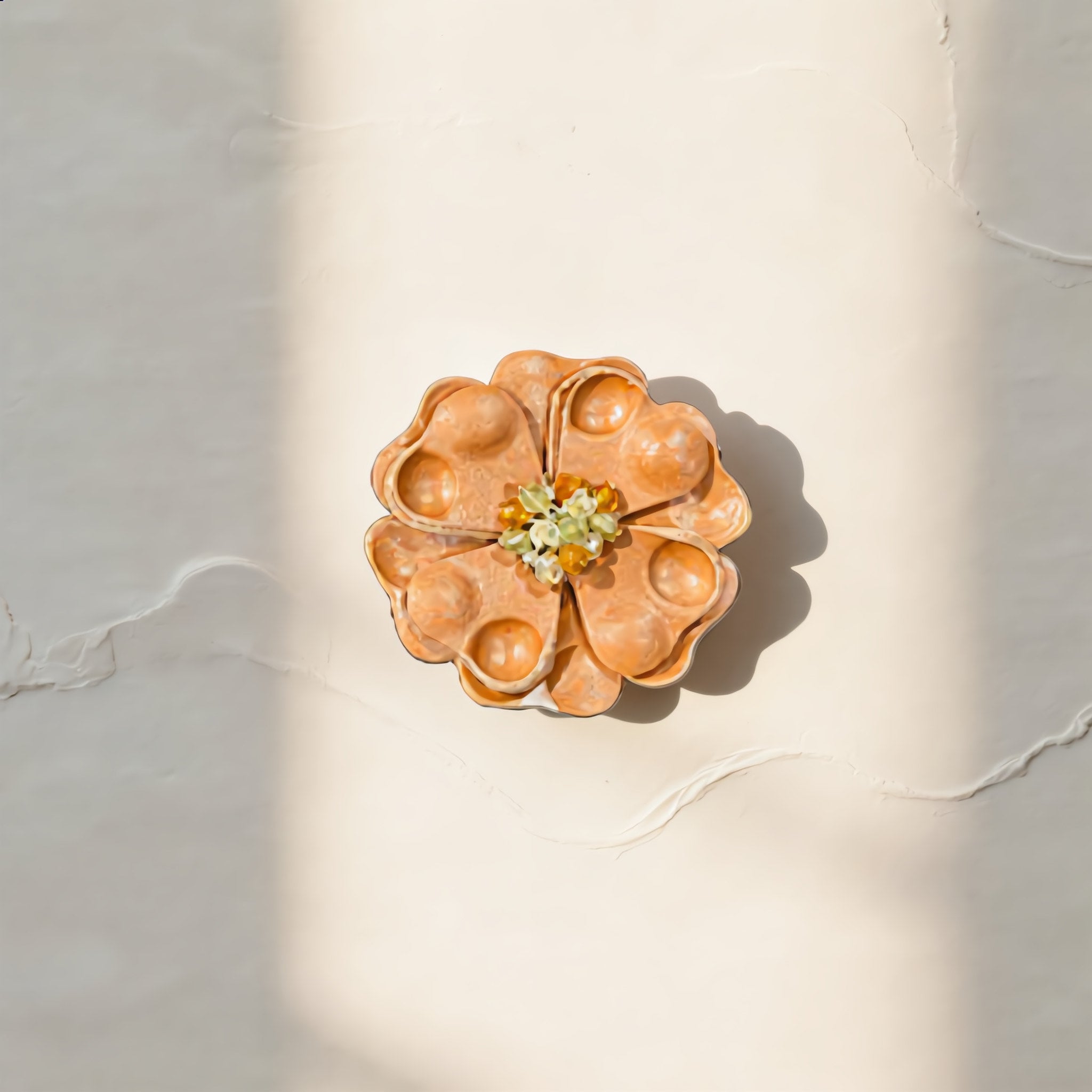 Tan Leather Flower Pin - Charming Charlie