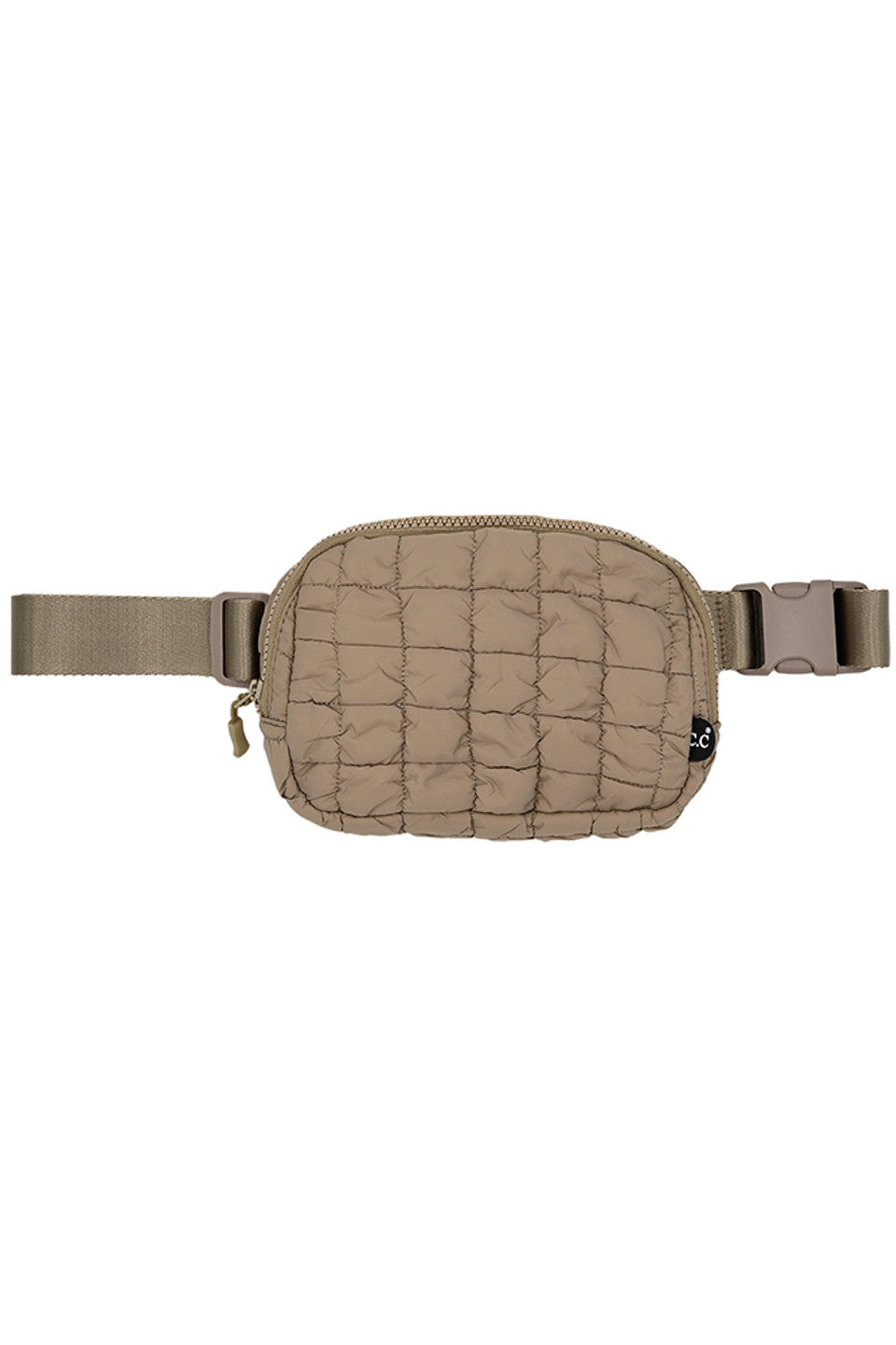 Taupe C.C Quilted Puffer Fanny Pack is a stylish and functional accessory for any on-the-go individual. Made with durable quilted material, this fanny pack provides convenient storage for your essentials while remaining comfortable to wear. Perfect for travelers, runners, and outdoor enthusiasts.