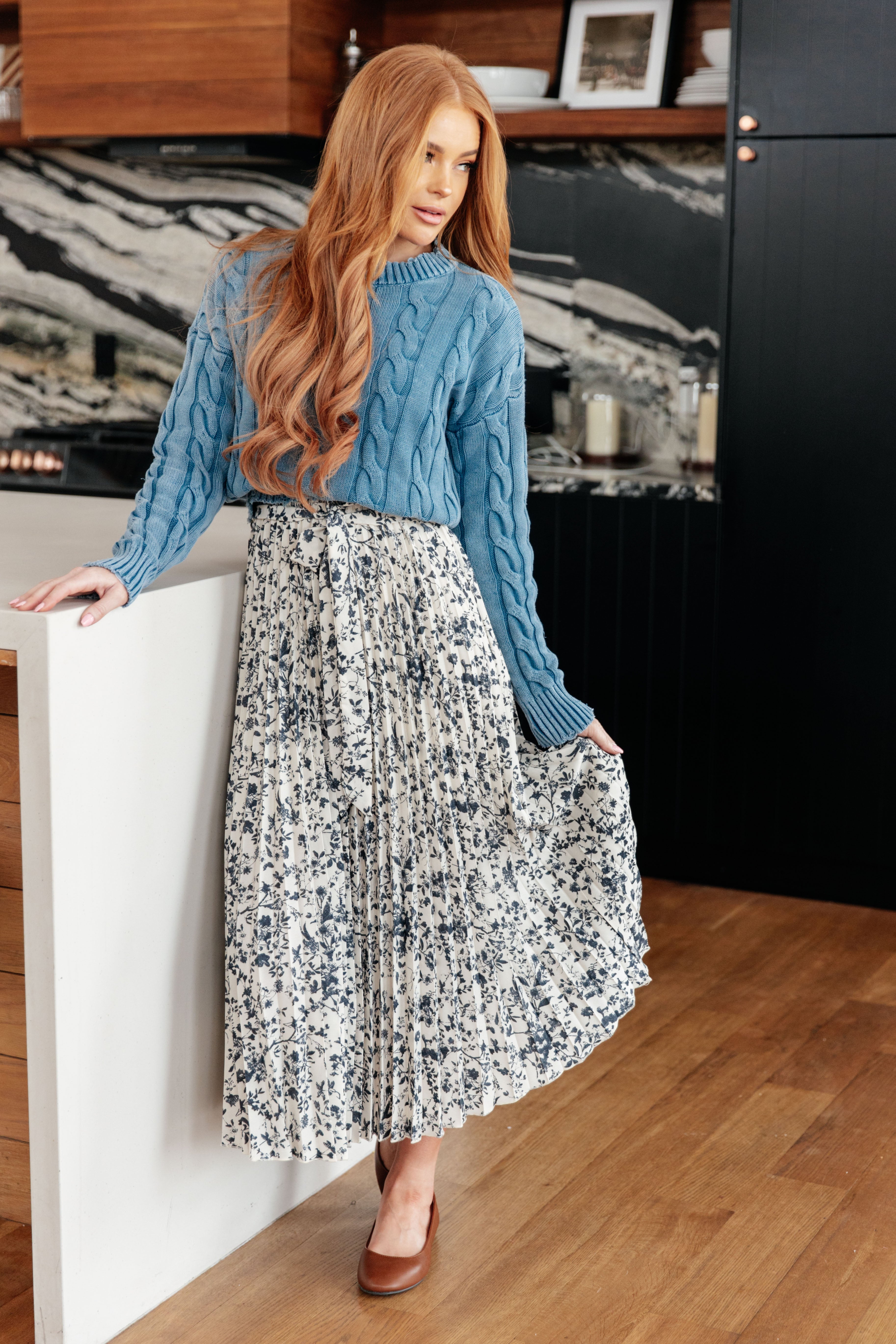 In the Right Direction Cable Knit Sweater - Charming Charlie