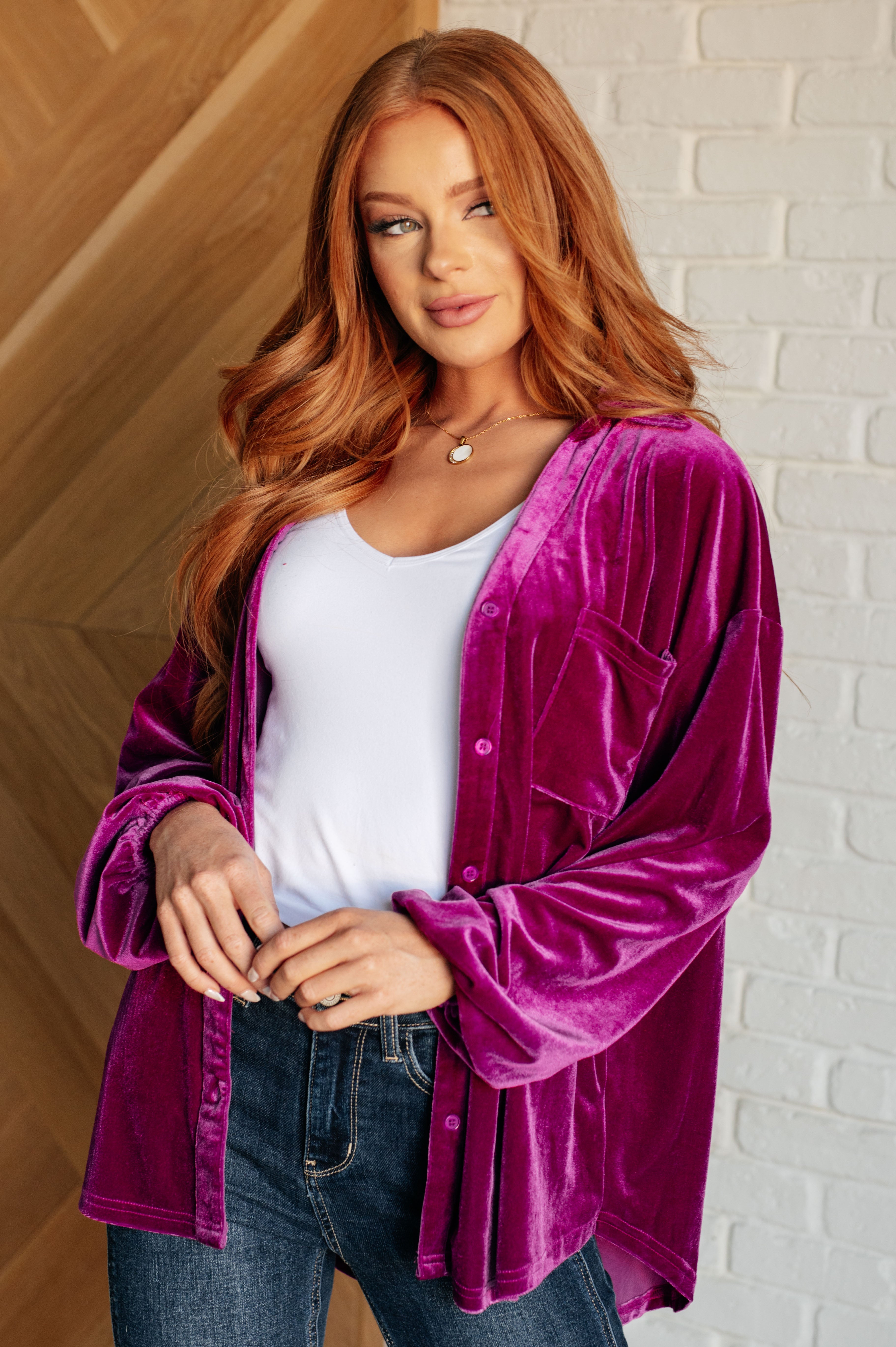 The Best Policy Velvet Balloon Sleeve Top - Charming Charlie