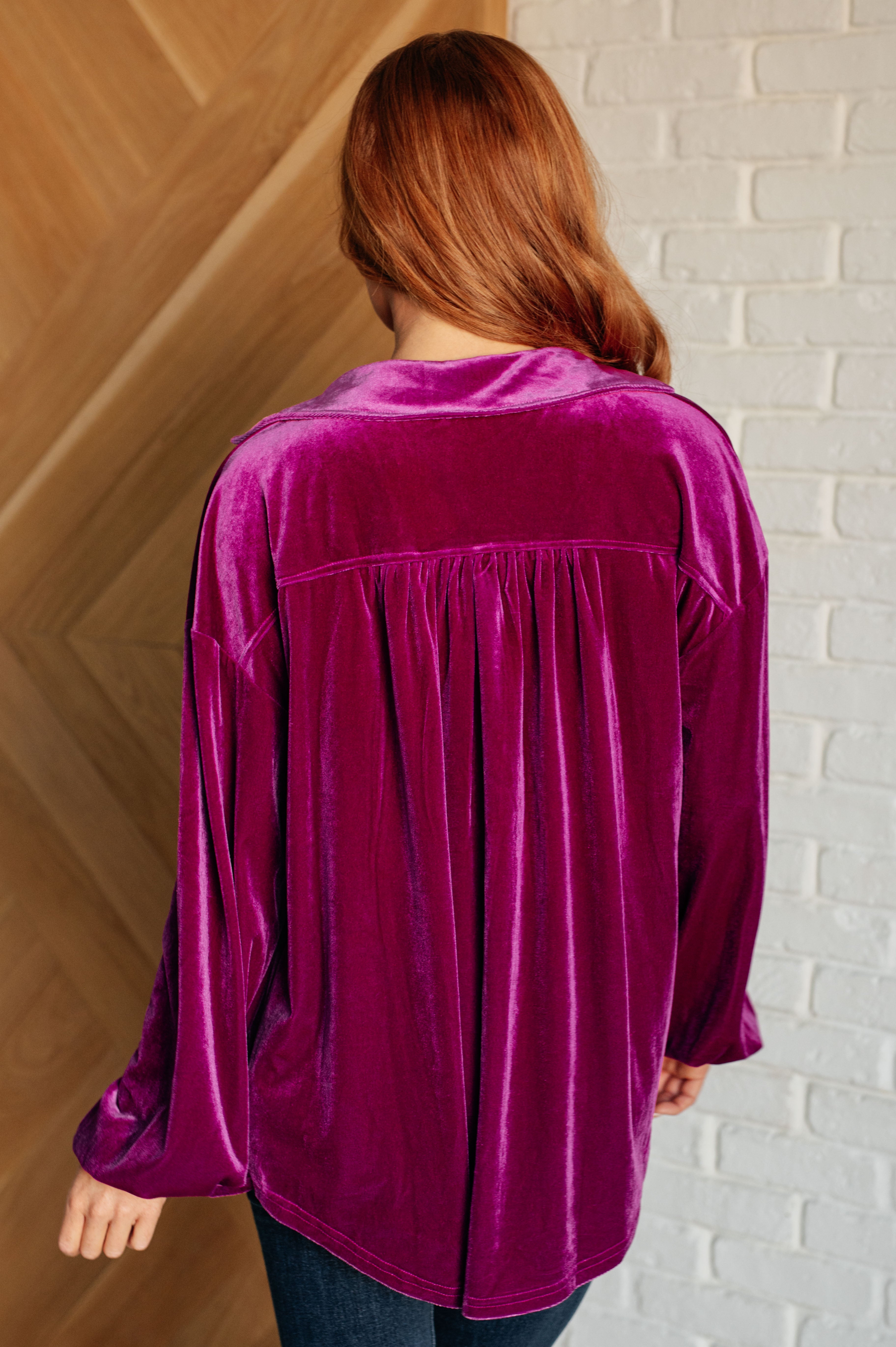 The Best Policy Velvet Balloon Sleeve Top - Charming Charlie