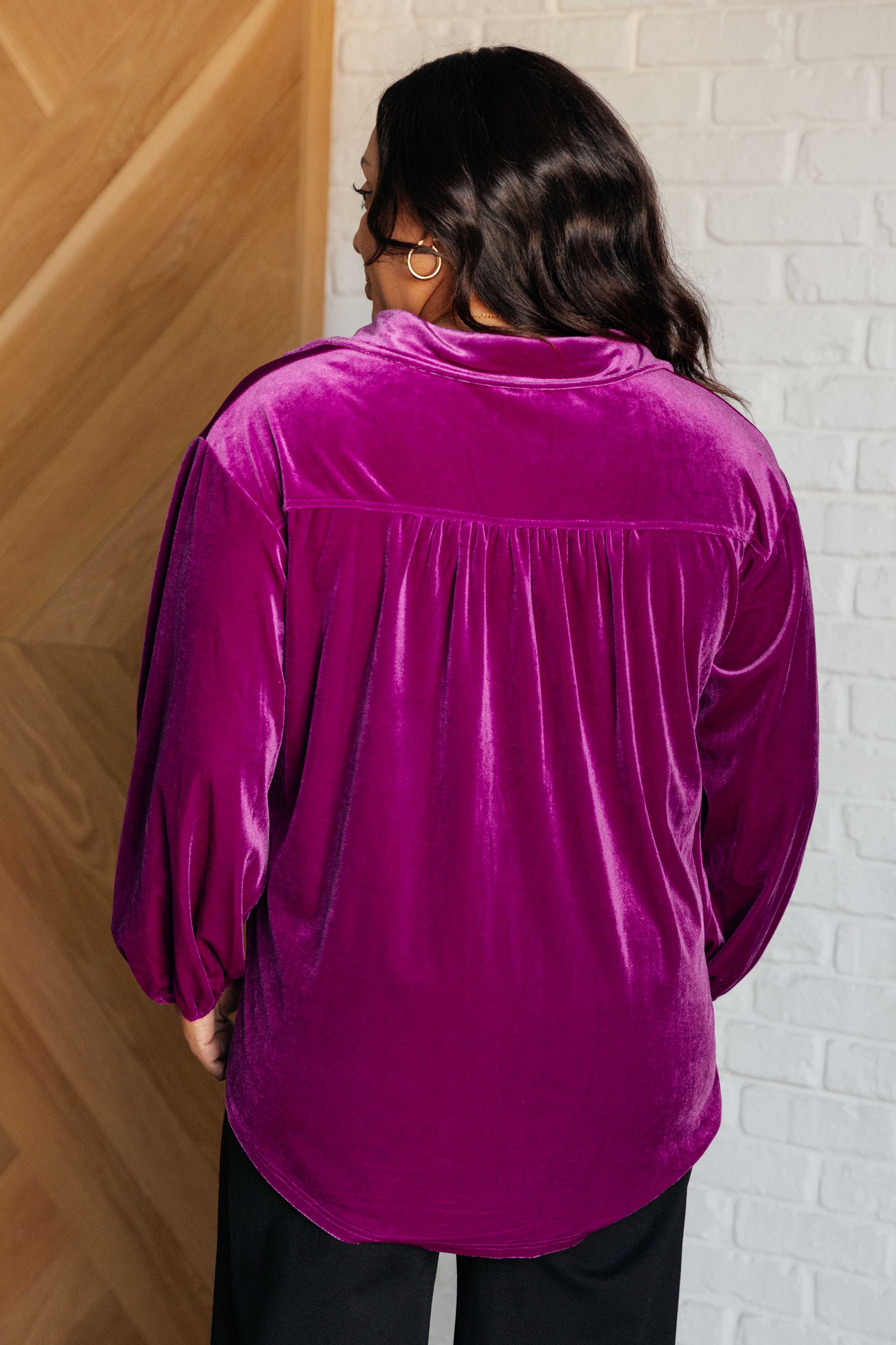 The Best Policy Velvet Balloon Sleeve Top - Charming Charlie