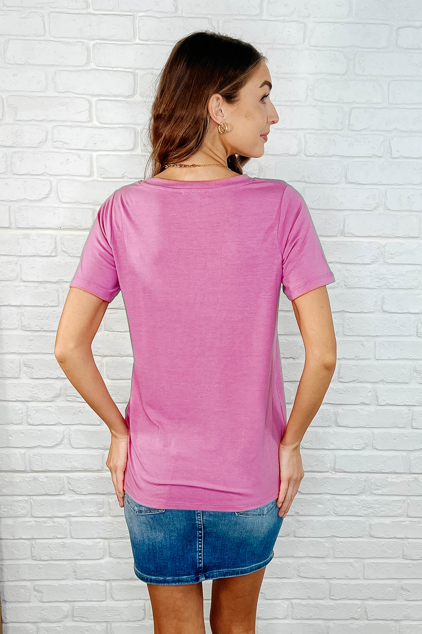 The Every Outfit Basic V-Neck Top in Candy Pink - Charming Charlie