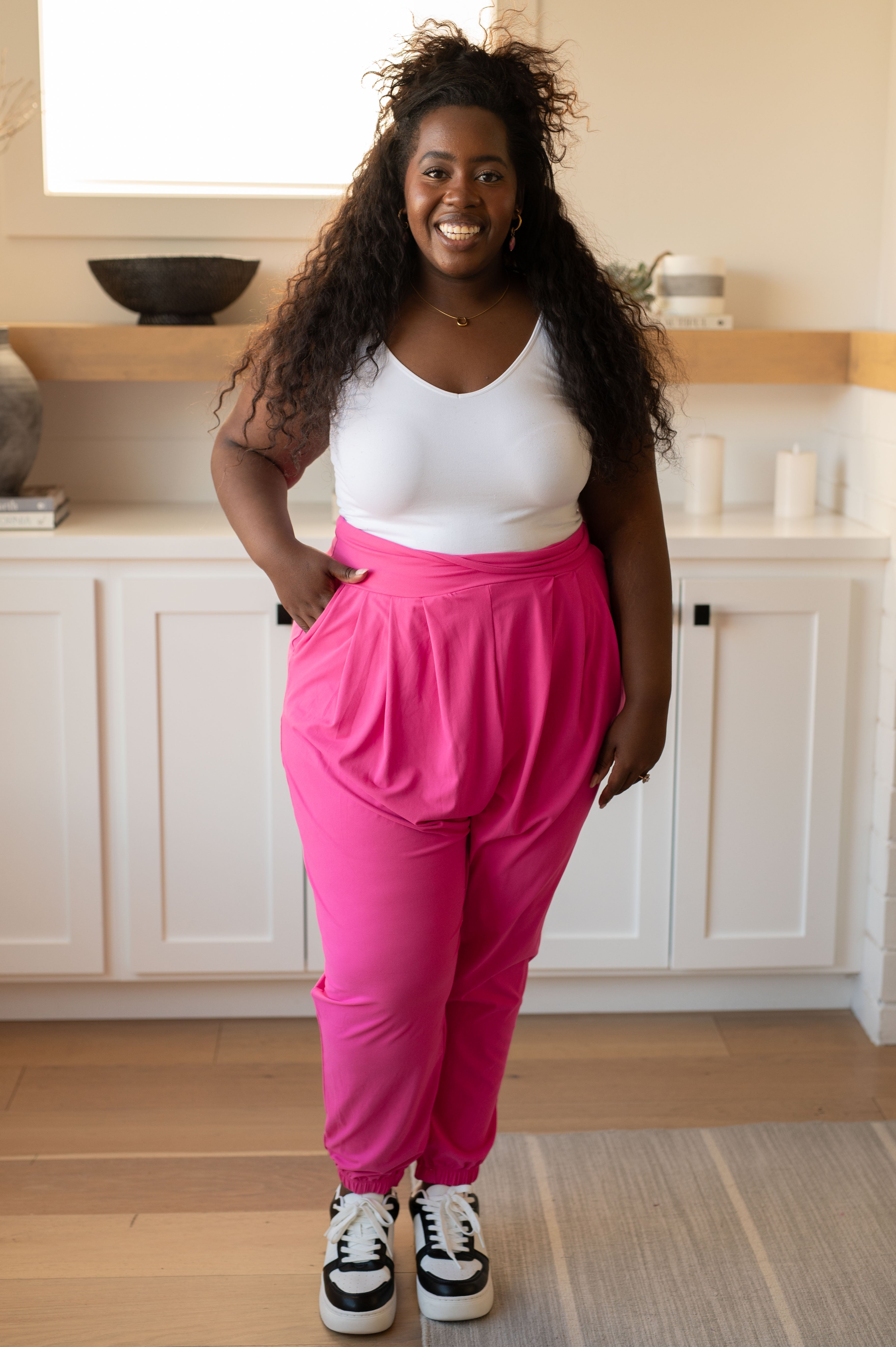 The Motive Slouch Jogger in Hot Pink - Charming Charlie