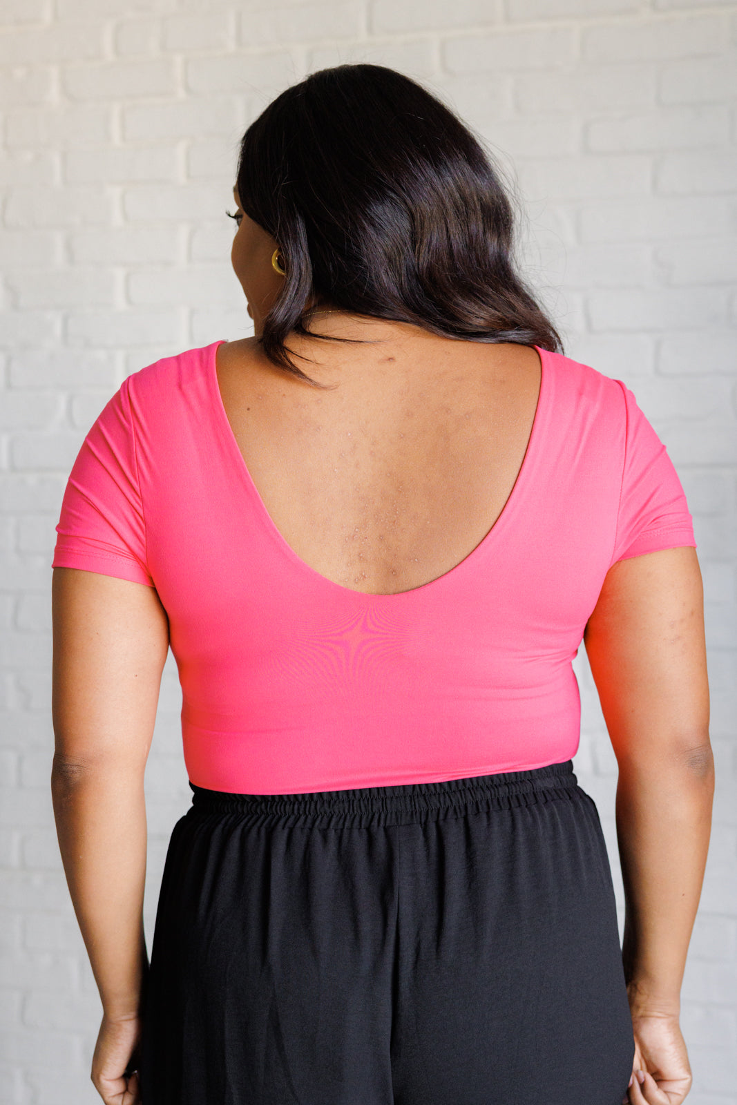 They're Not Like Us Square Neck Bodysuit in Flamingo Pink - Charming Charlie