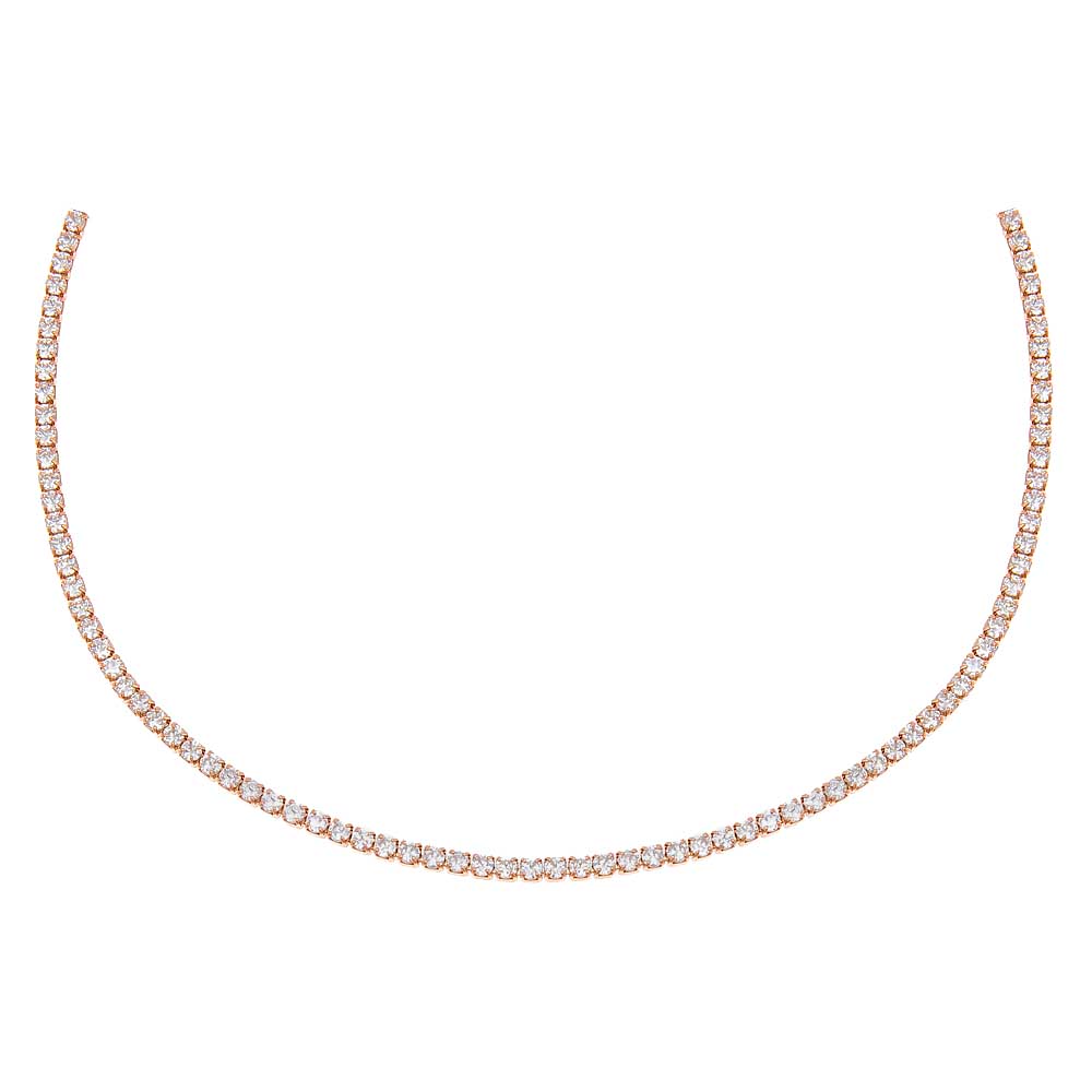 Rose Gold Thin Tennis Choker - Adina's Jewels