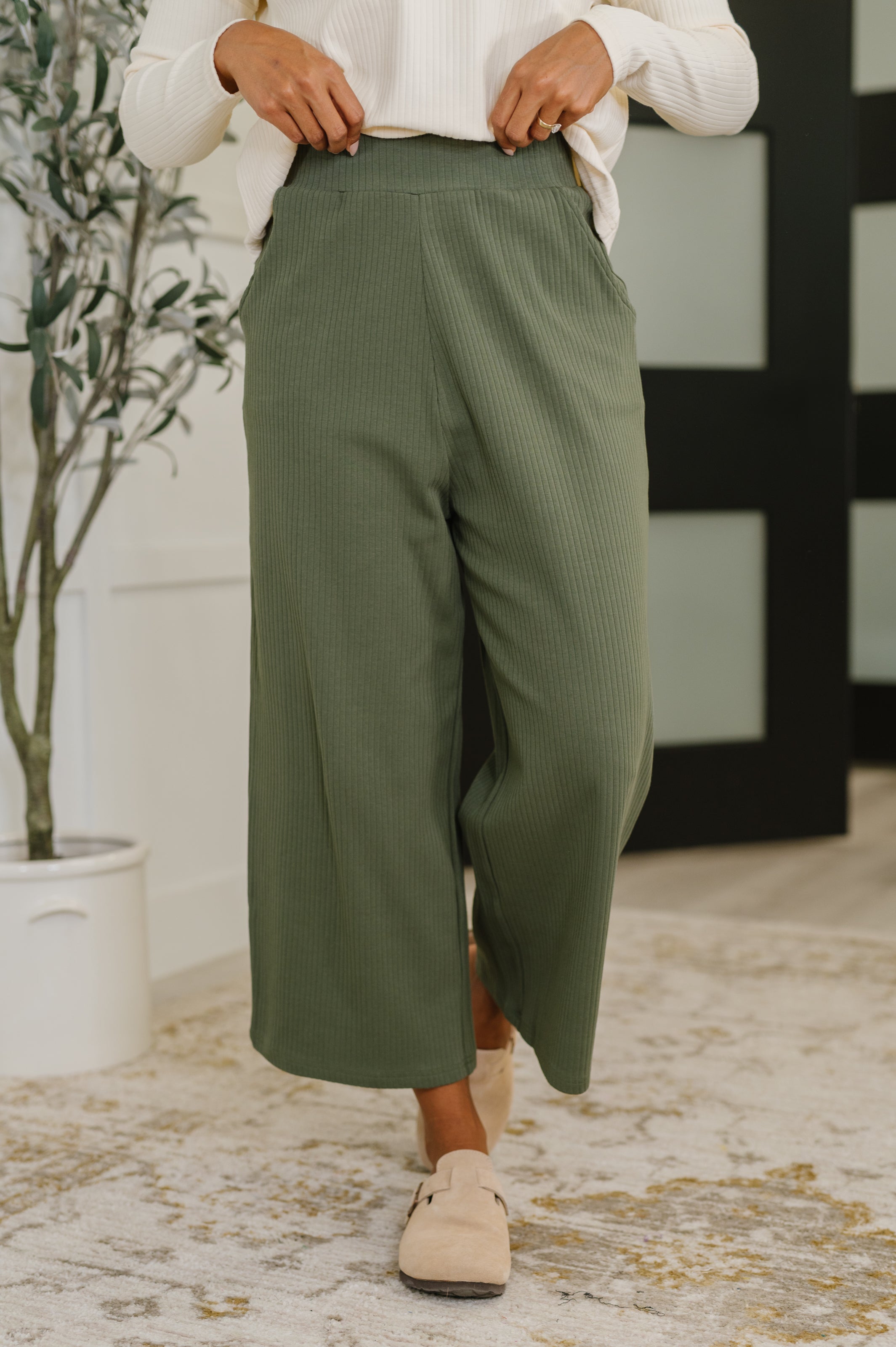 Thyme Culottes in Dusty Pine - Charming Charlie