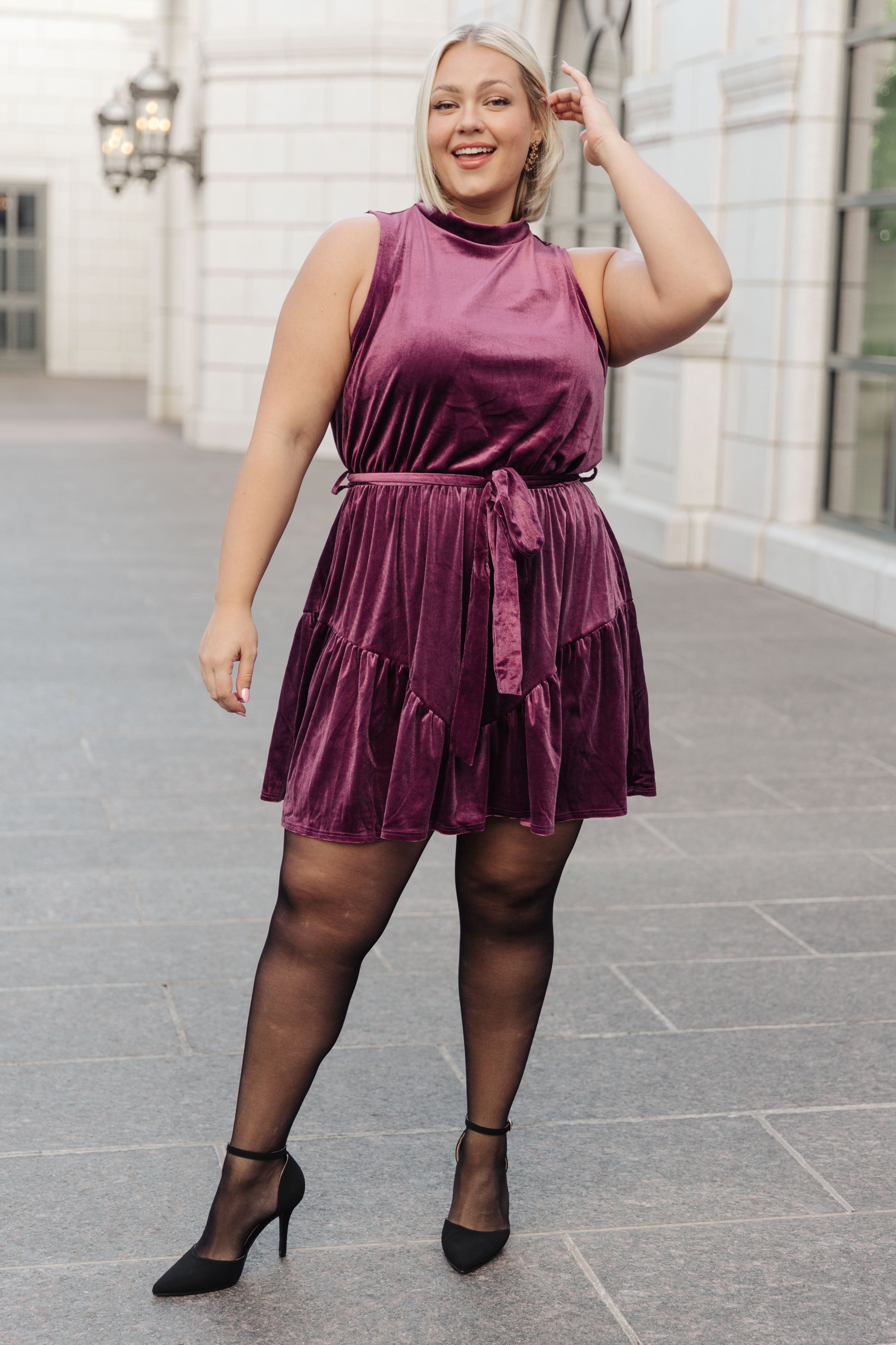 Tied In A Bow Velvet Dress - Charming Charlie