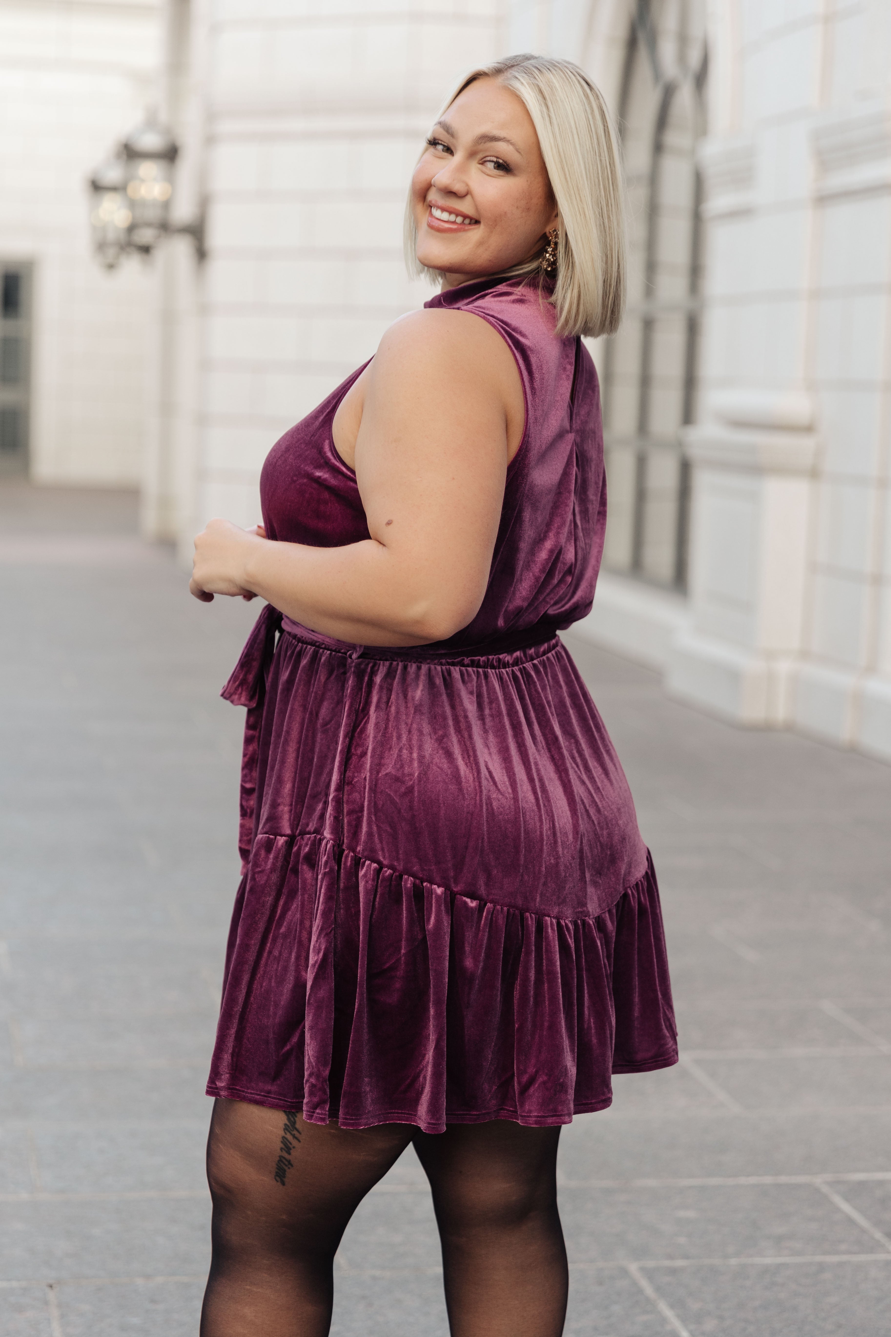 Tied In A Bow Velvet Dress - Charming Charlie