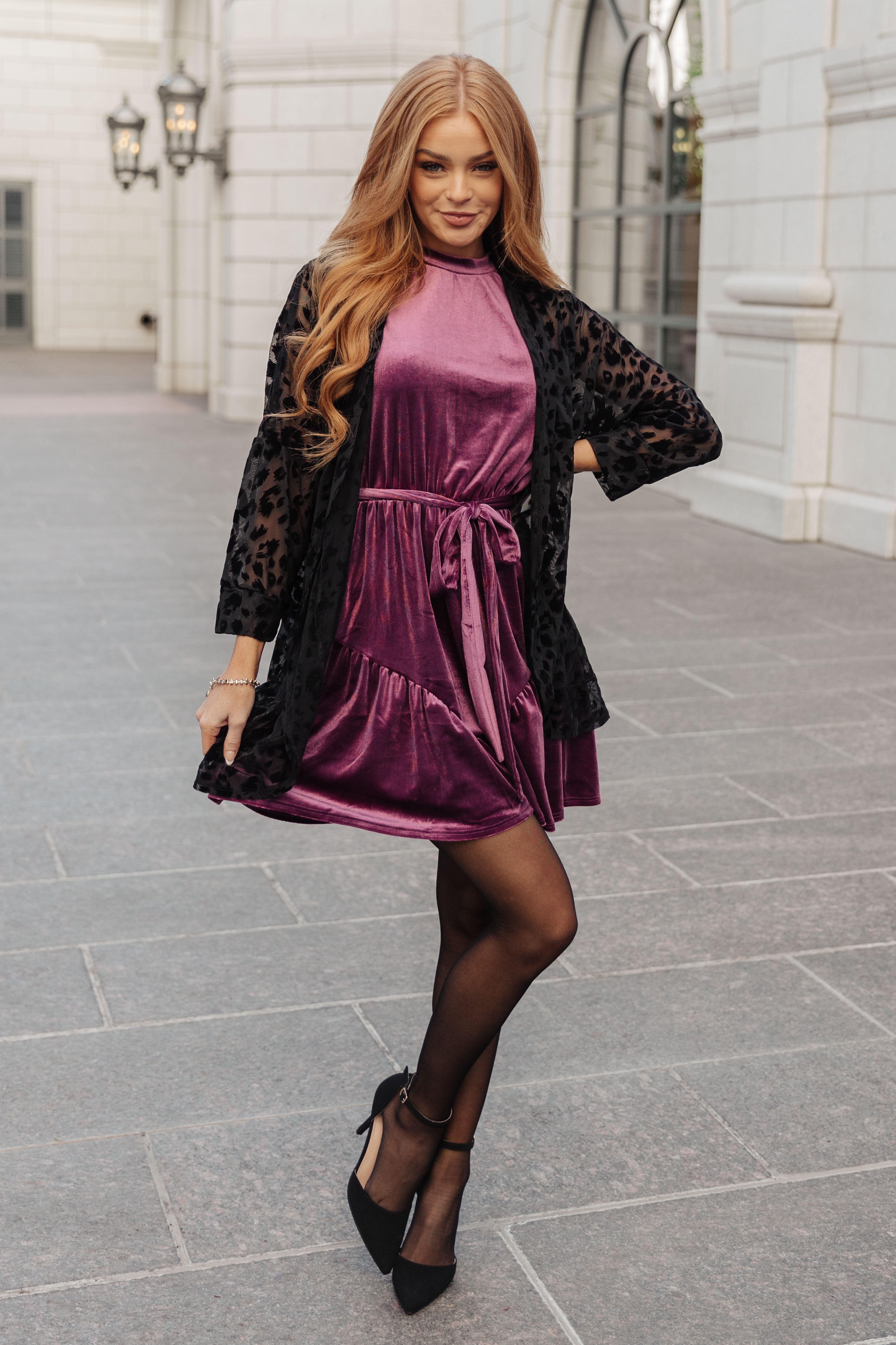 Tied In A Bow Velvet Dress - Charming Charlie