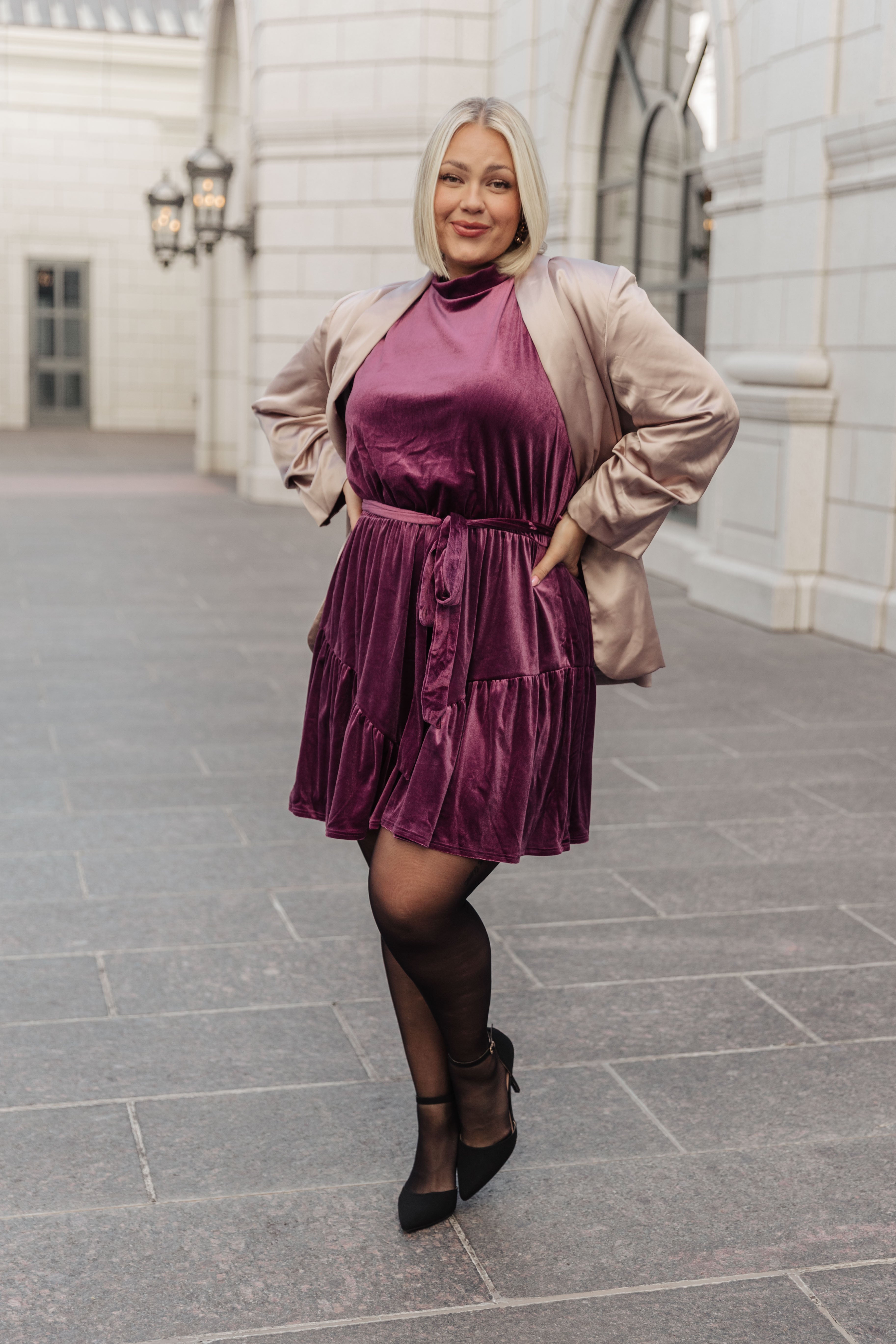 Tied In A Bow Velvet Dress - Charming Charlie