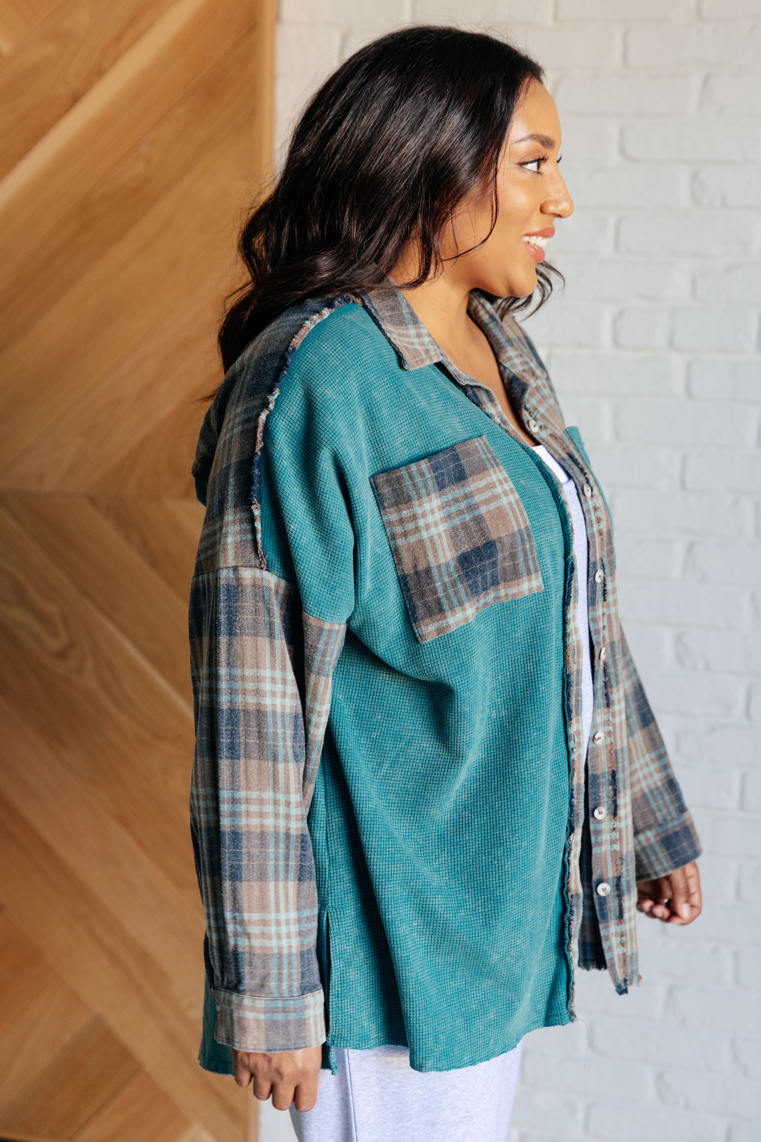 Tied for Time Thermal Plaid Button Up - Charming Charlie