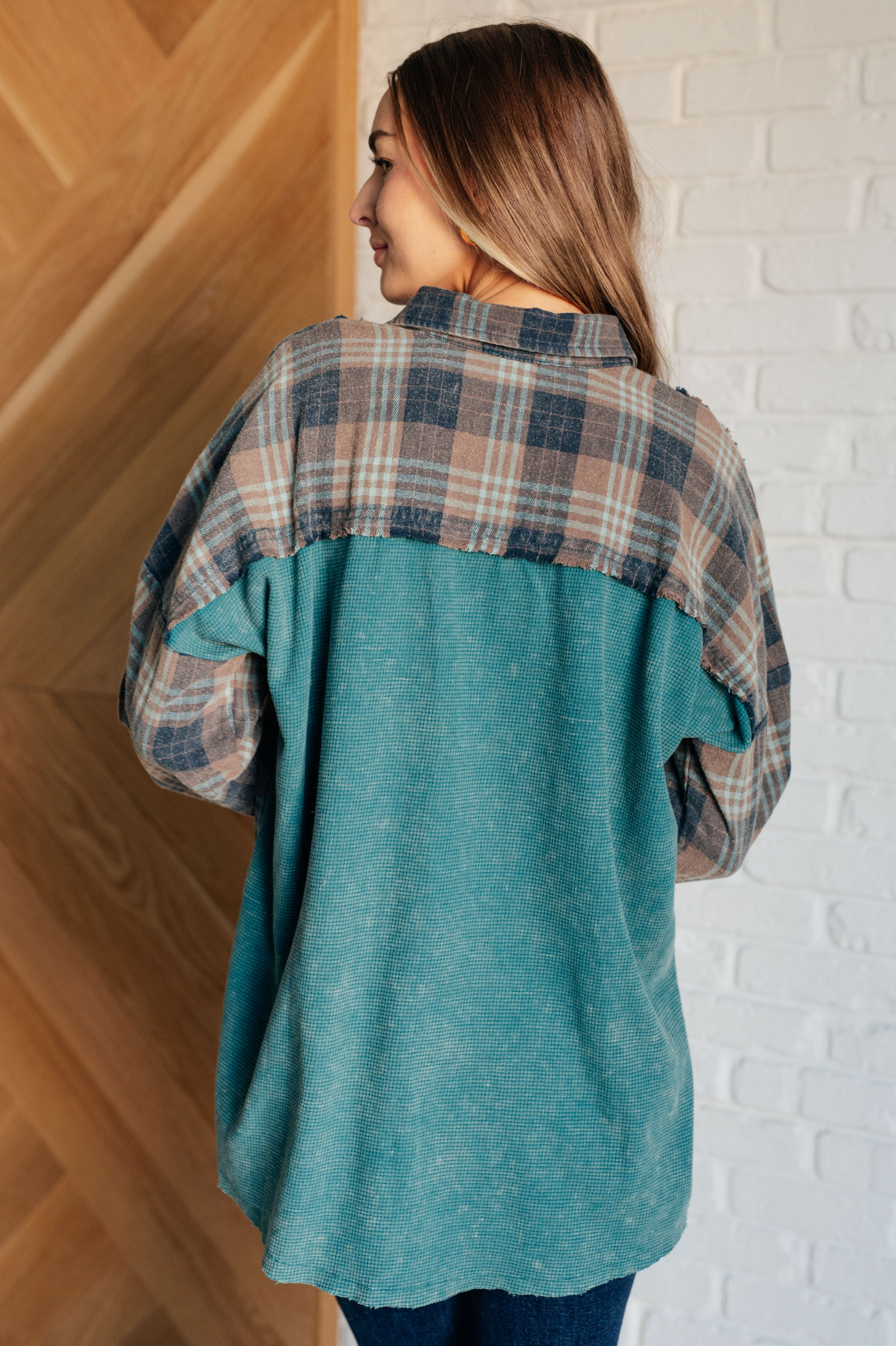 Tied for Time Thermal Plaid Button Up - Charming Charlie
