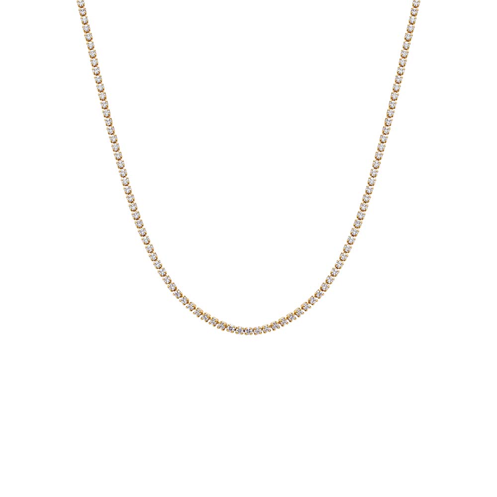 Gold / 18" Classic Thin Tennis Necklace - Adina's Jewels