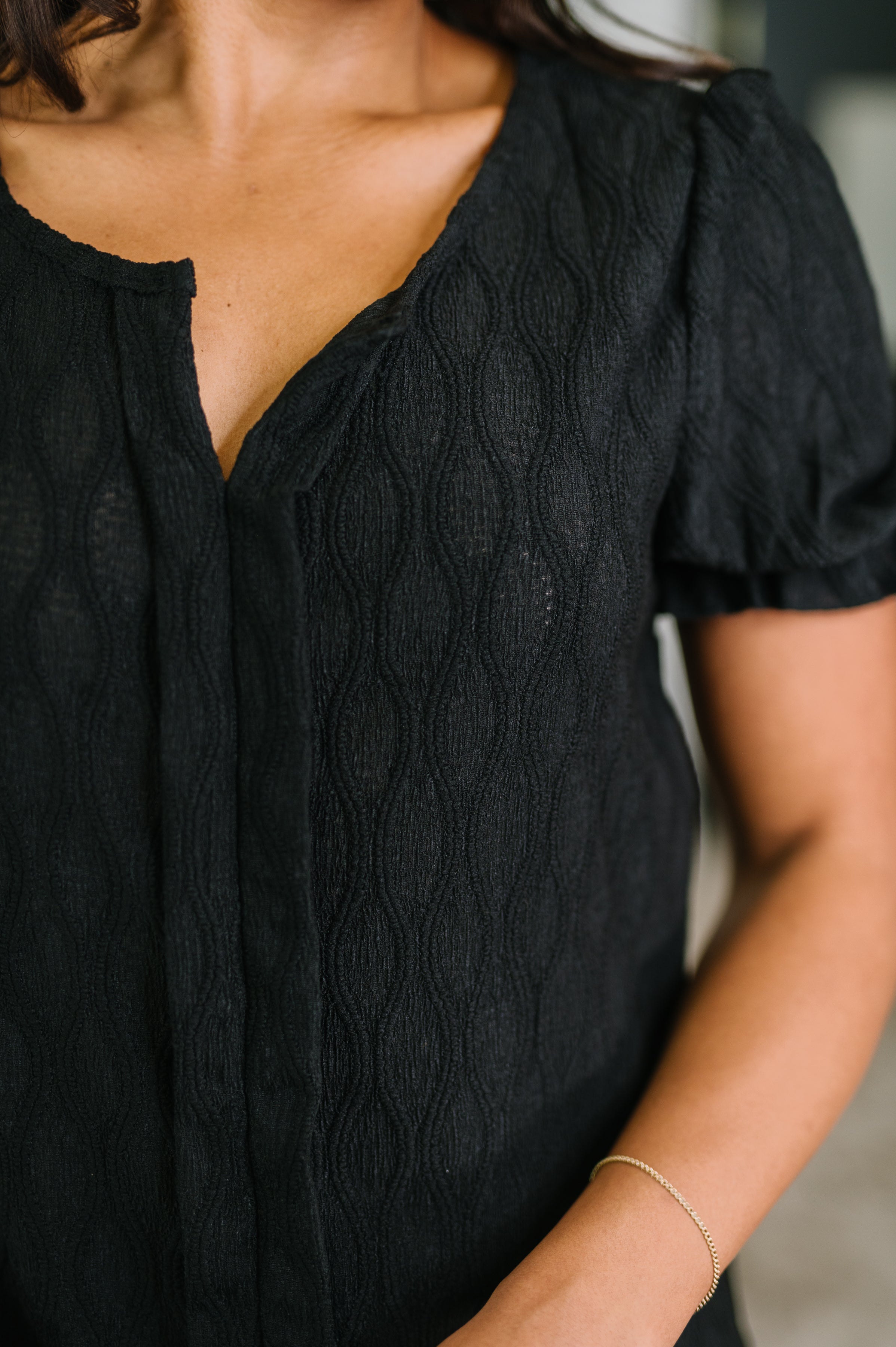 To Call My Own Textured Blouse in Black - Charming Charlie