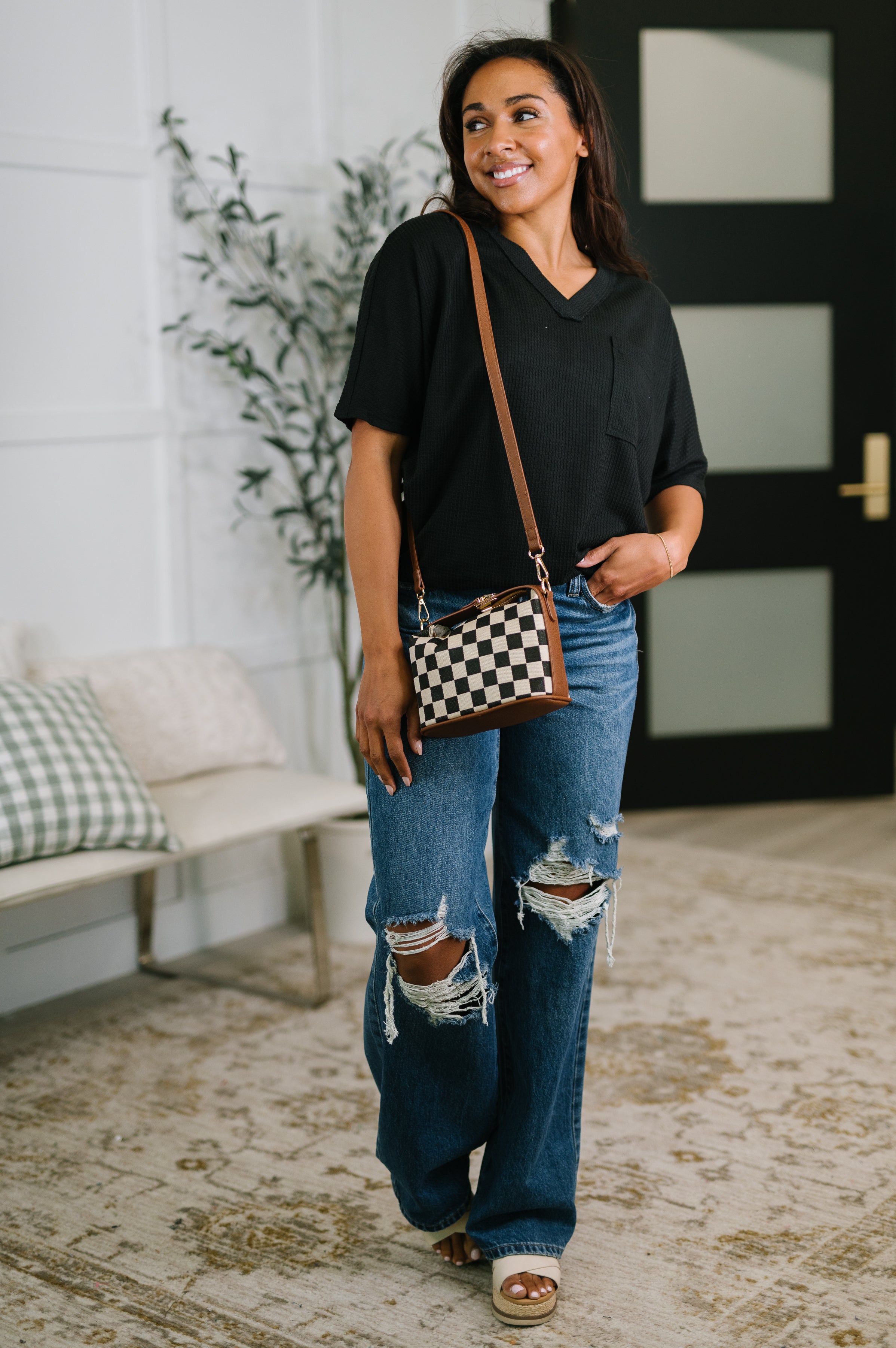 Together We're Unlimited Basic V-Neck Tee in Black - Charming Charlie