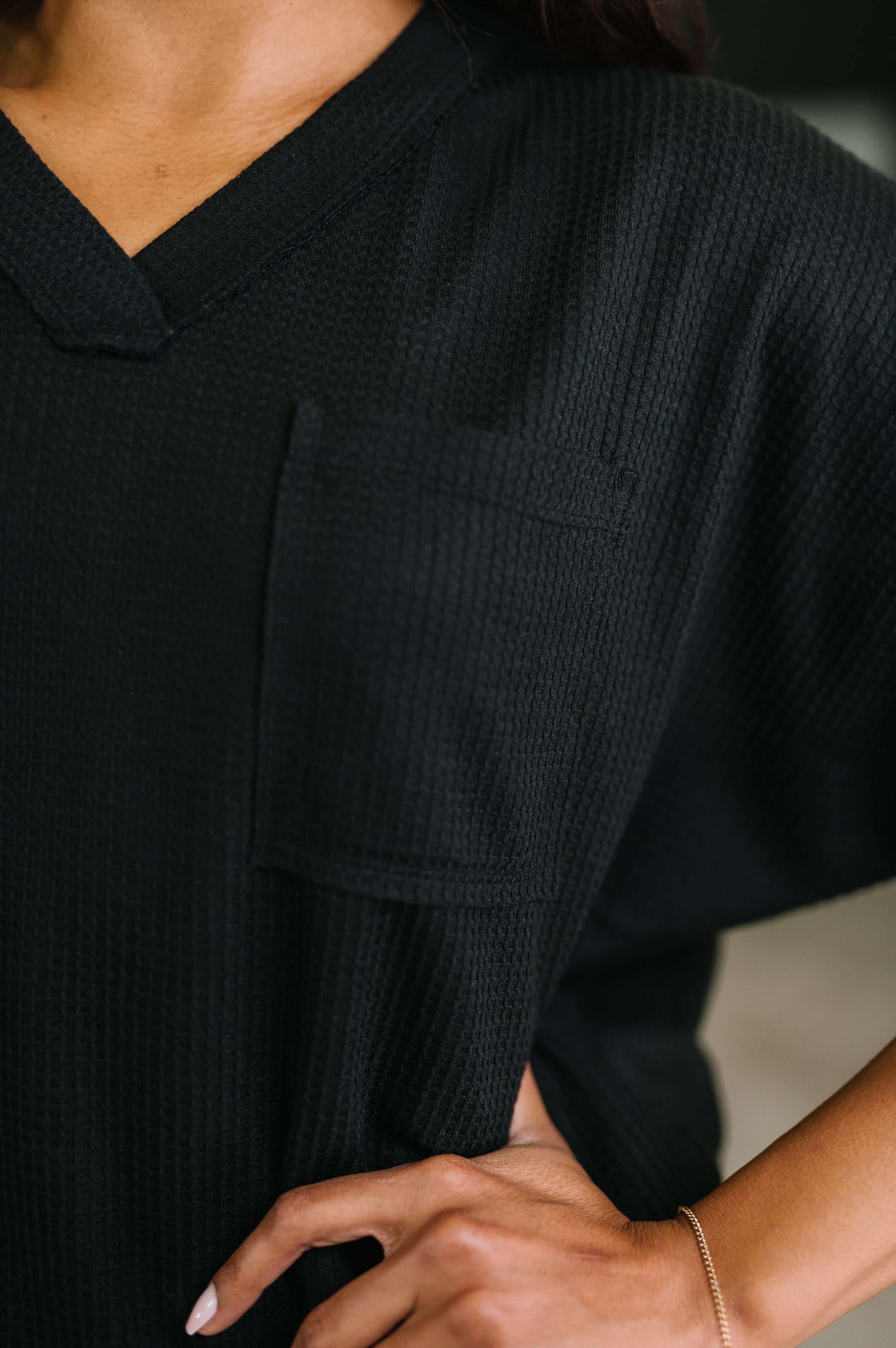 Together We're Unlimited Basic V-Neck Tee in Black - Charming Charlie