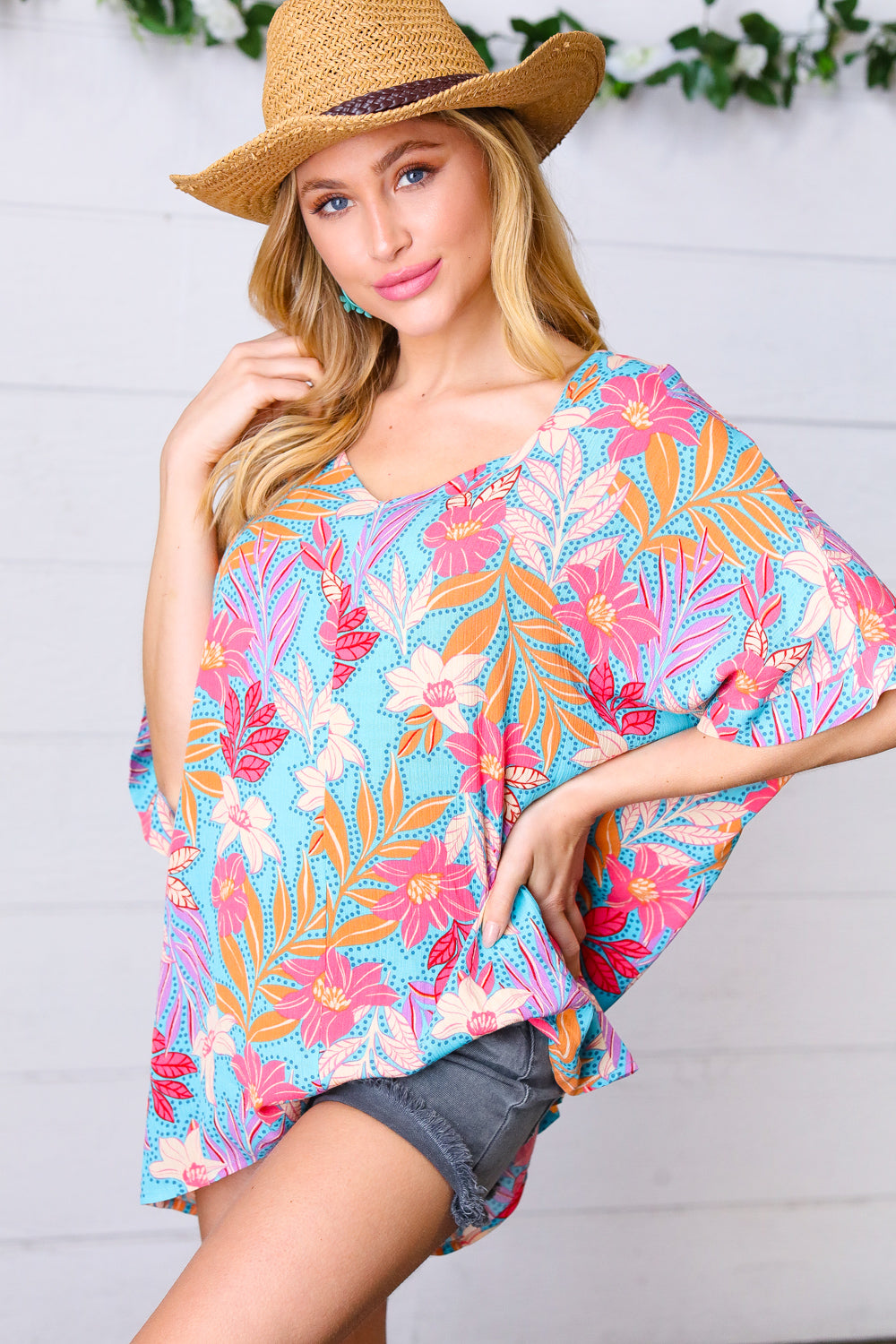 Multicolor Tropical Floral Print Woven Top - Charming Charlie